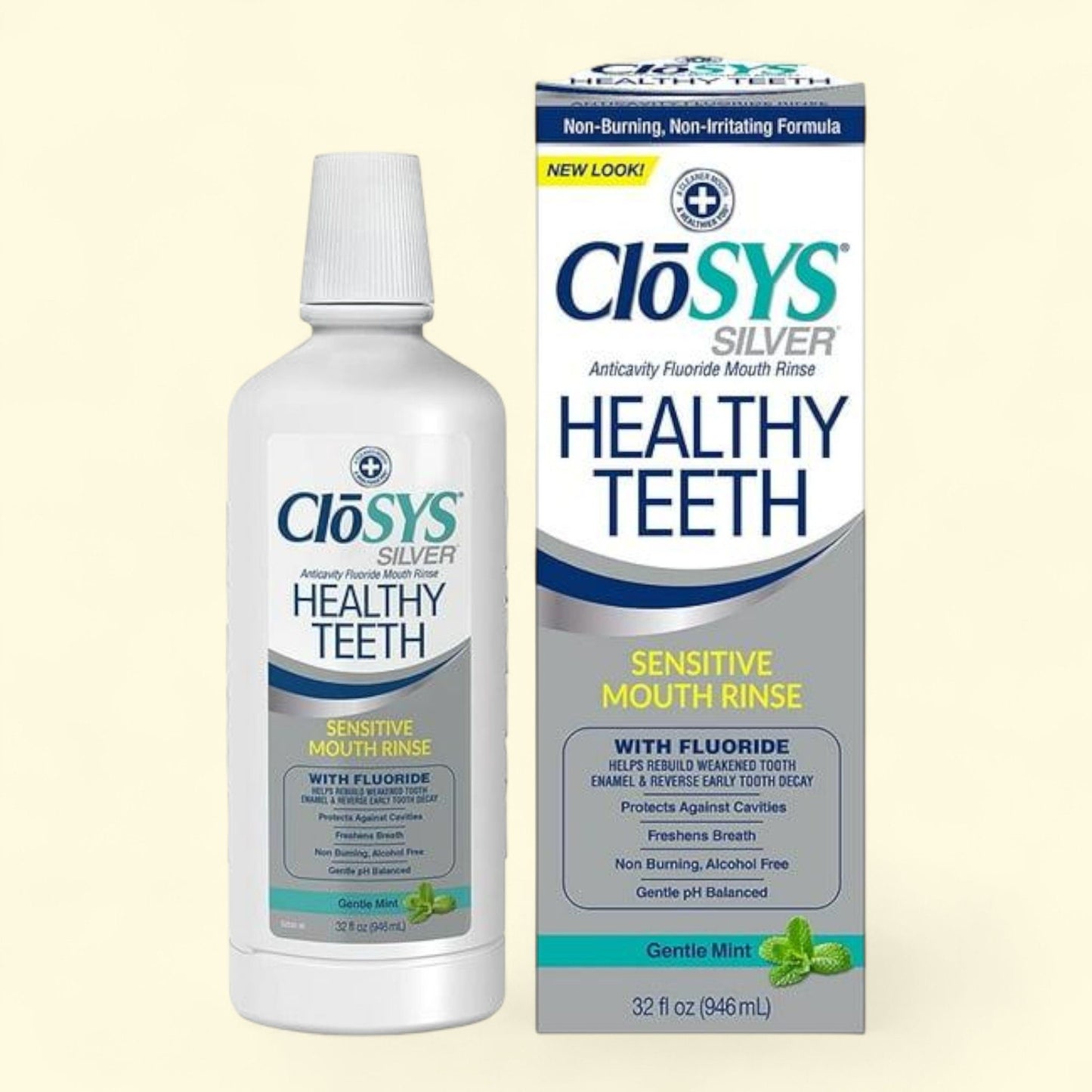 Closys Healthy Teeth Oral Rinse Mouthwash with Fluoride, 32 Fl oz