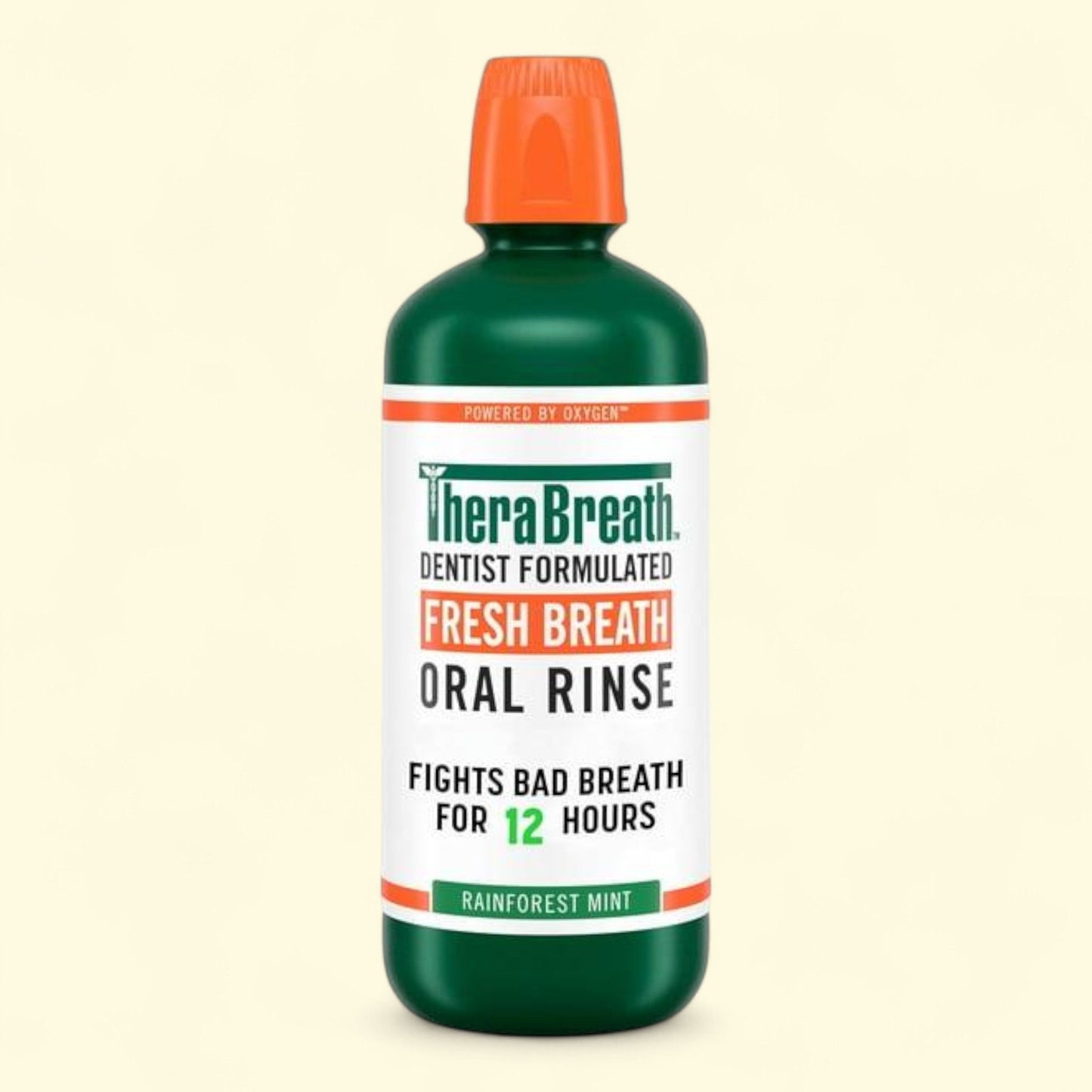 TheraBreath Fresh Breath Mouthwash, Rainforest Mint, 33.8 oz/1 L