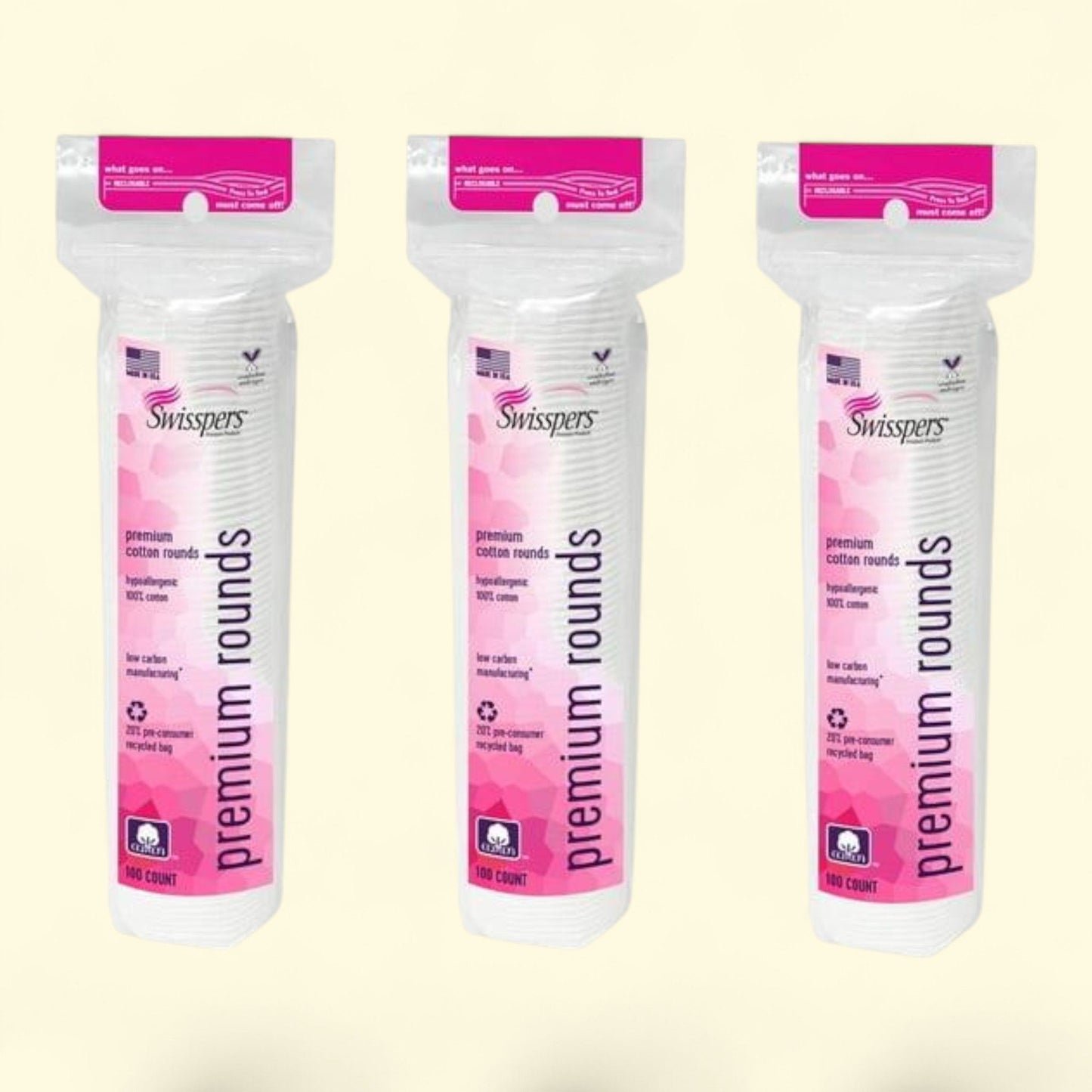 Swisspers Cotton Rounds, 100 Pad 3-Pack
