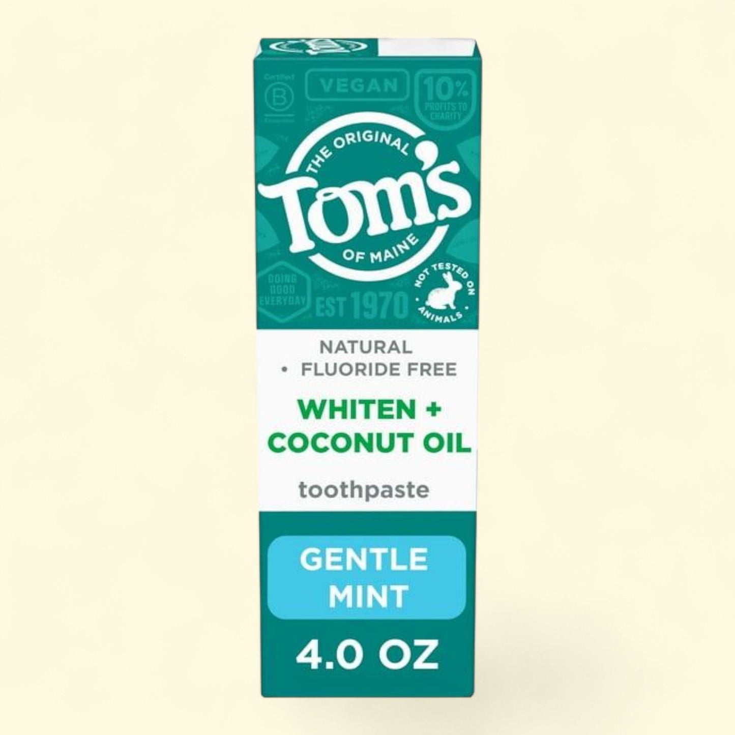 Tom's of Maine Toothpaste, Whiten Plus Coconut Oil, Gentle Mint, 4.0 oz