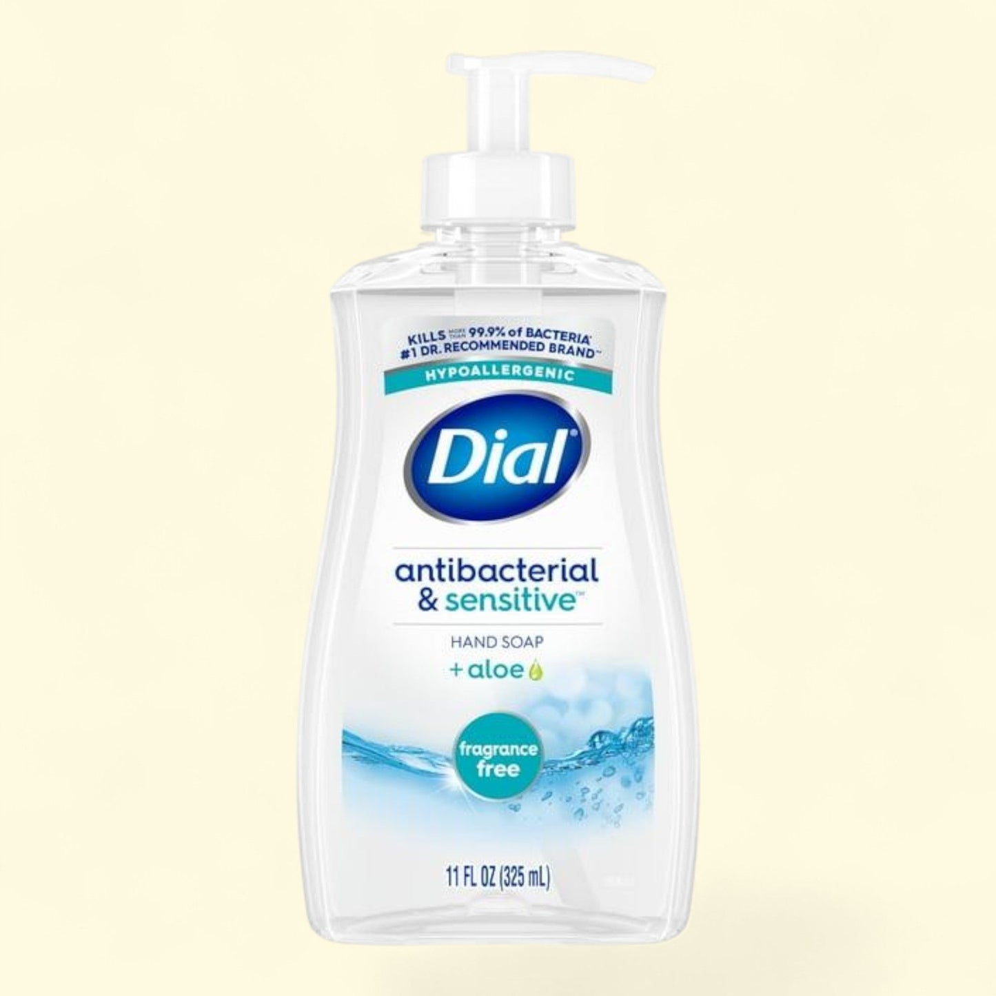 Dial Liquid Hand Soap, Antibacterial & Sensitive, Fragrance Free, 11 fl oz