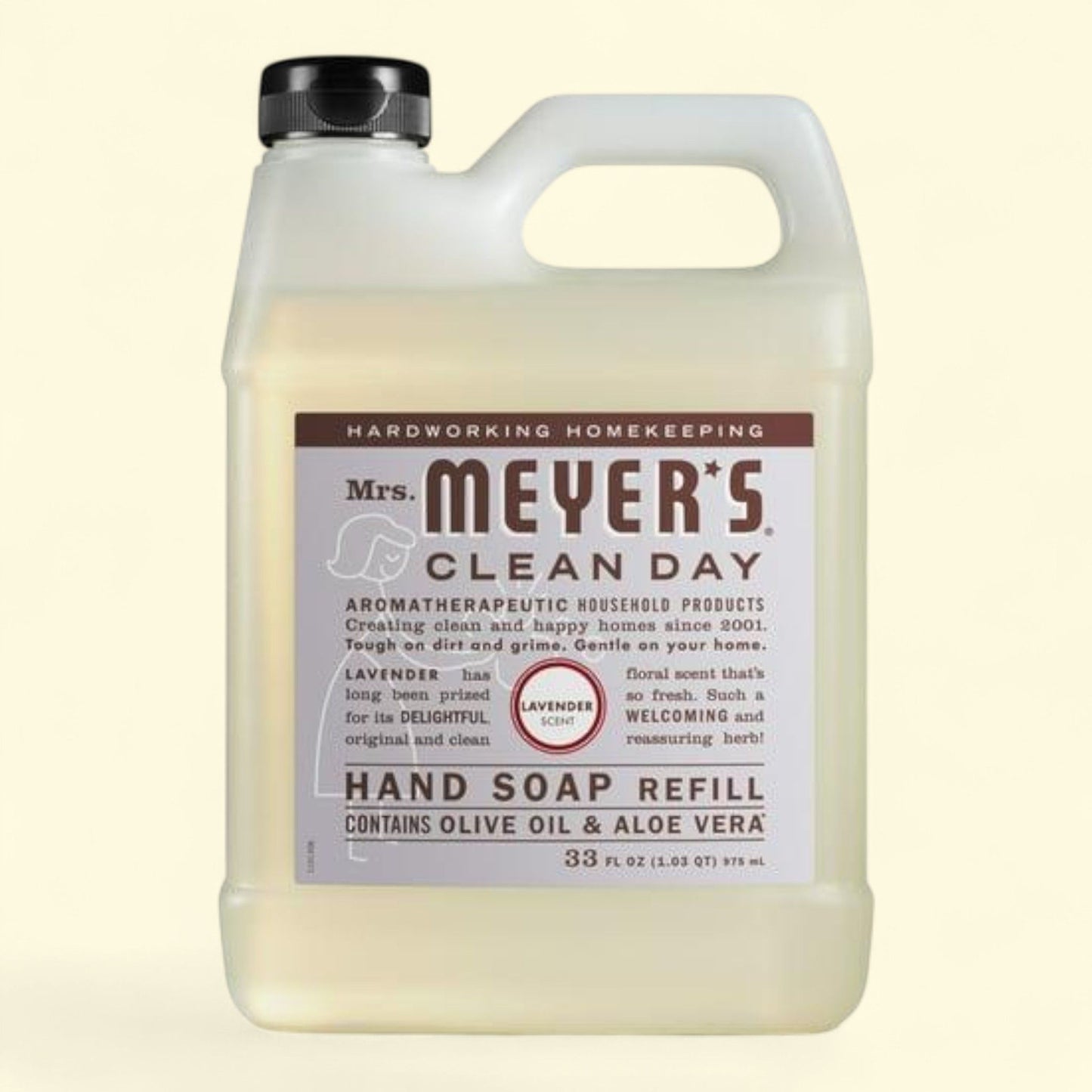 Mrs. Meyer's Clean Day Liquid Hand Soap Refill, Lavender Scent, 33 Ounce Bottle