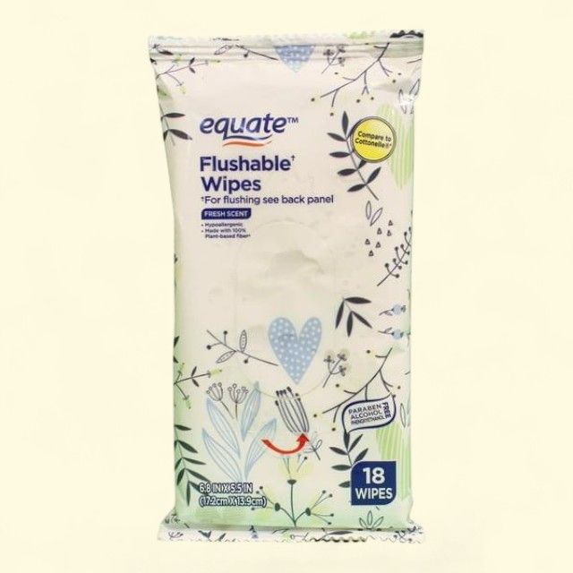 Equate Flushable Wipes, Fresh Scent, 18 Wipes