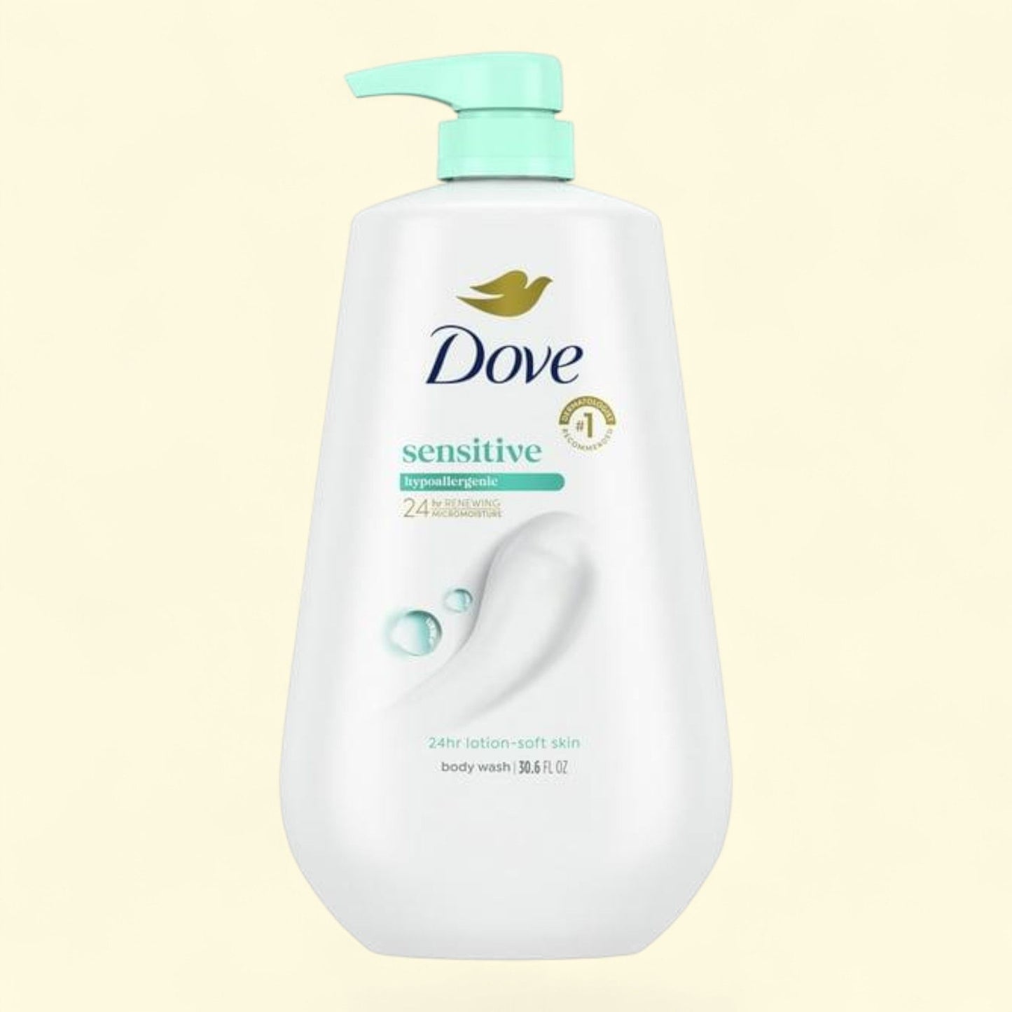 Dove Body Wash, Moisturizing, Sensitive Skin Hypoallergenic, 30.6 oz with Pump