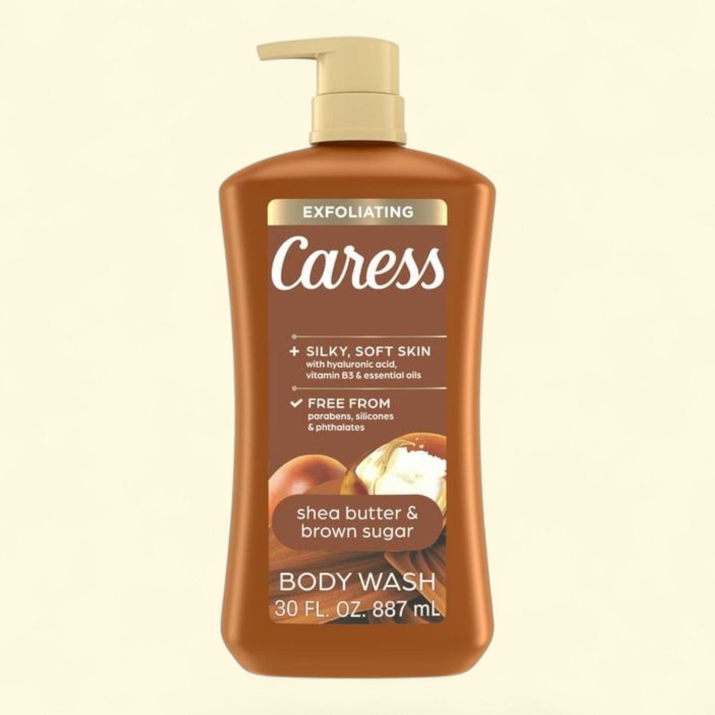 Caress Exfoliating Body Wash, Shea Butter & Brown Sugar Shower Gel 30 fl oz