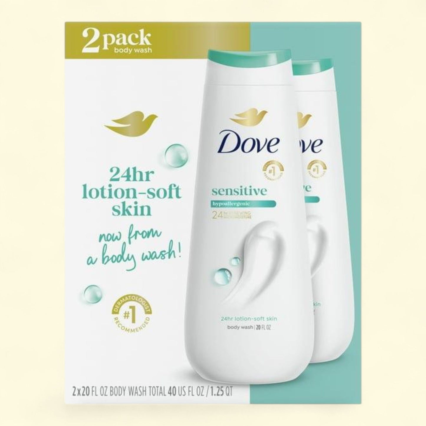 Dove Body Wash, Sensitive Skin 20 oz, 2 Count