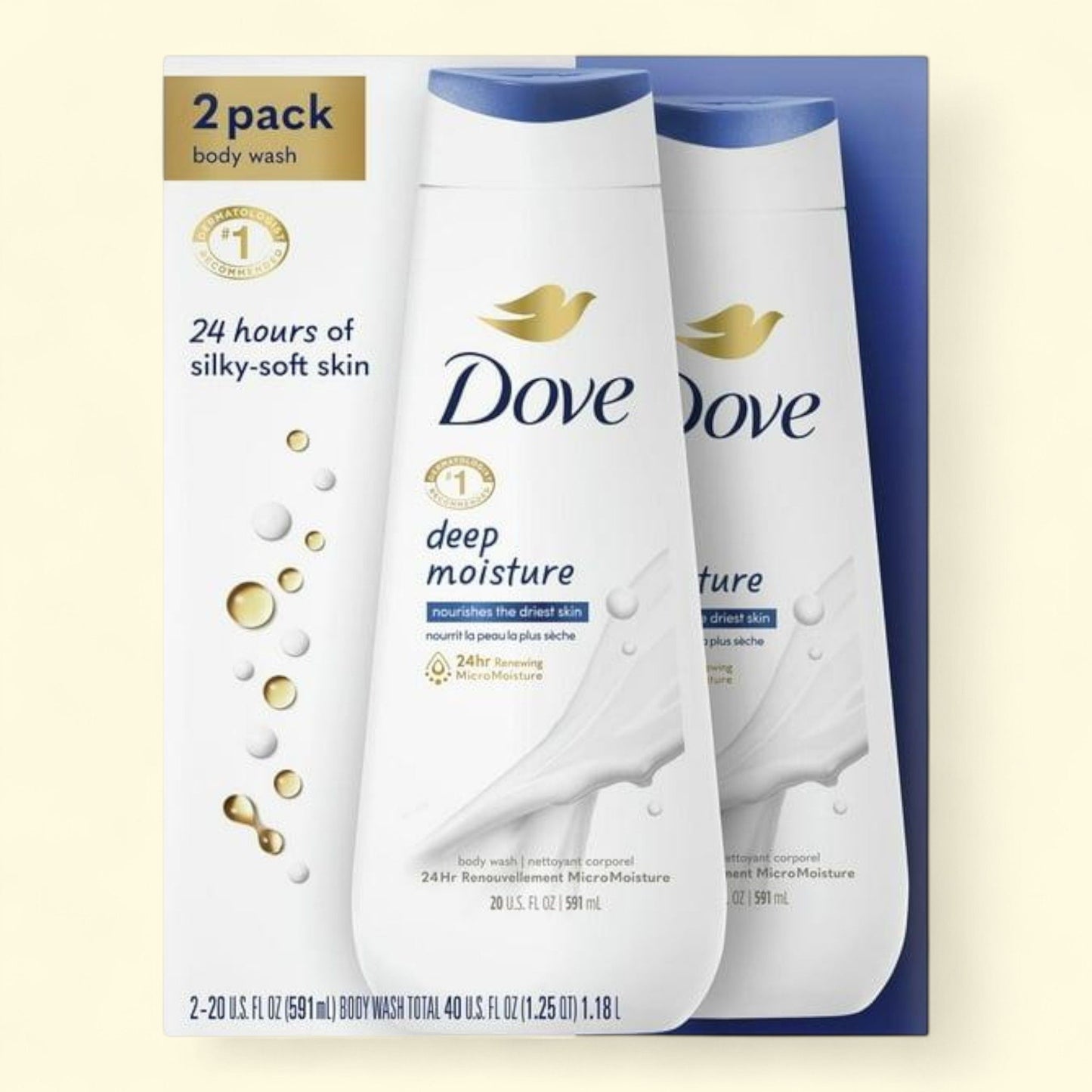 Dove Body Wash, Deep Moisture Nourishing, 20 fl oz, Twin Pack