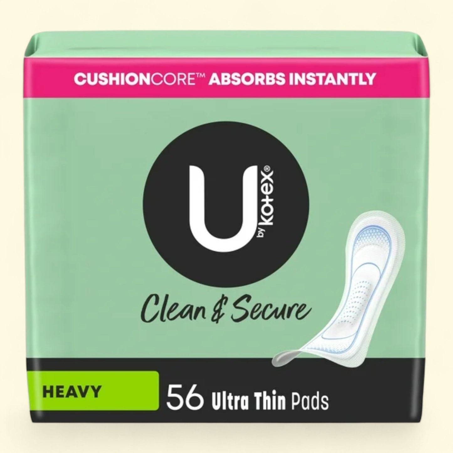 U by Kotex Ultra Thin Pads, Heavy Absorbency, 56 Count