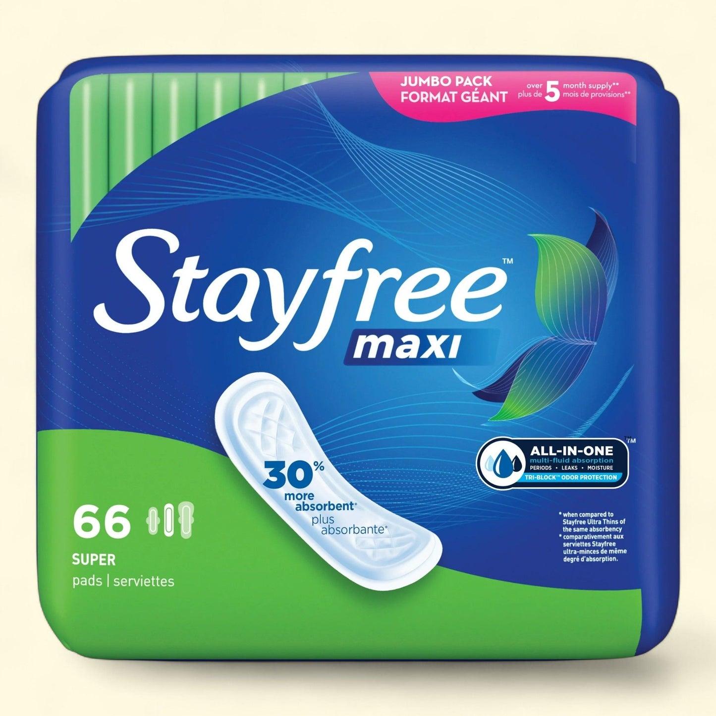 Stayfree Maxi Pads, Super Absorbency, 66 Count