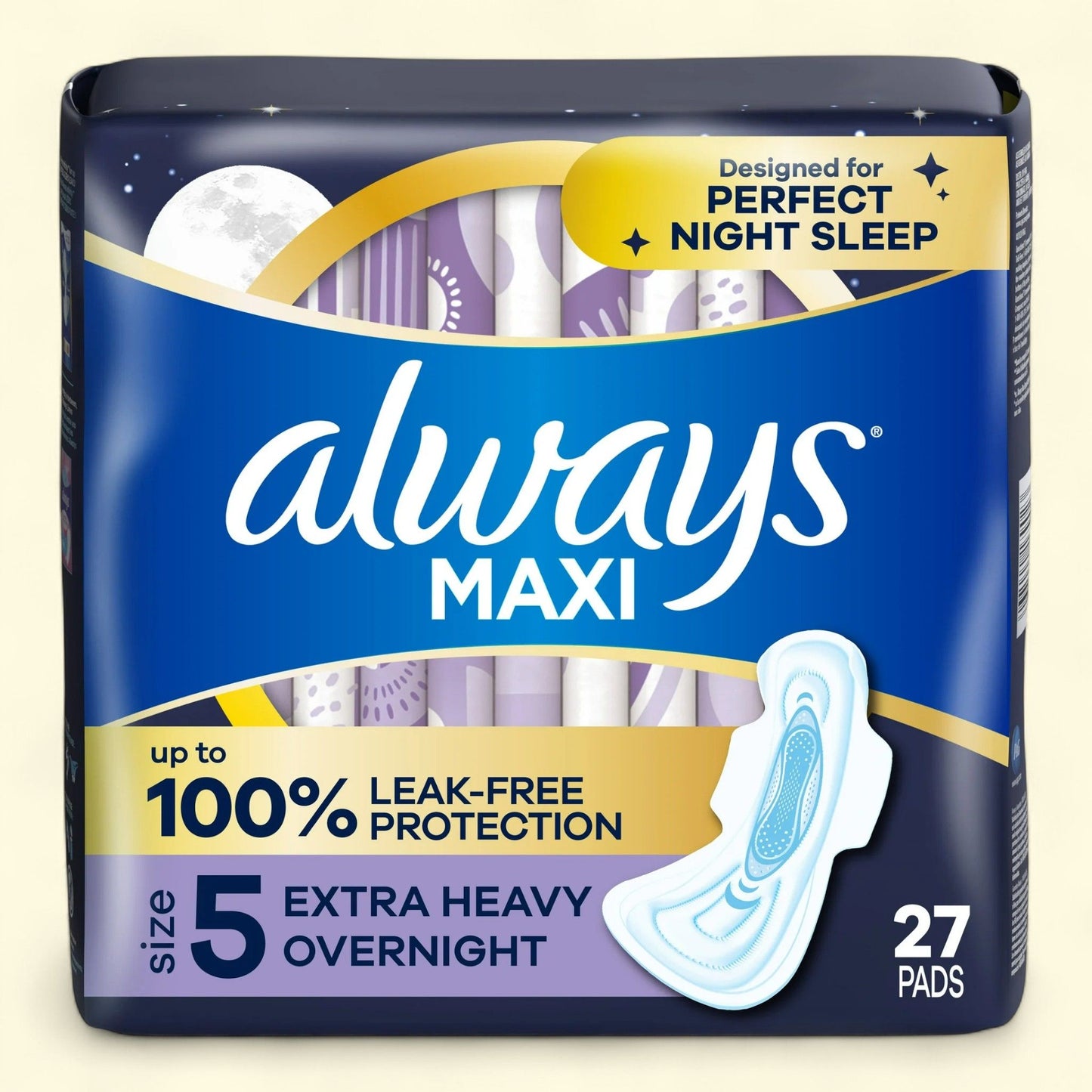 Always Maxi Pads with Wings, Size 5, 27 CT