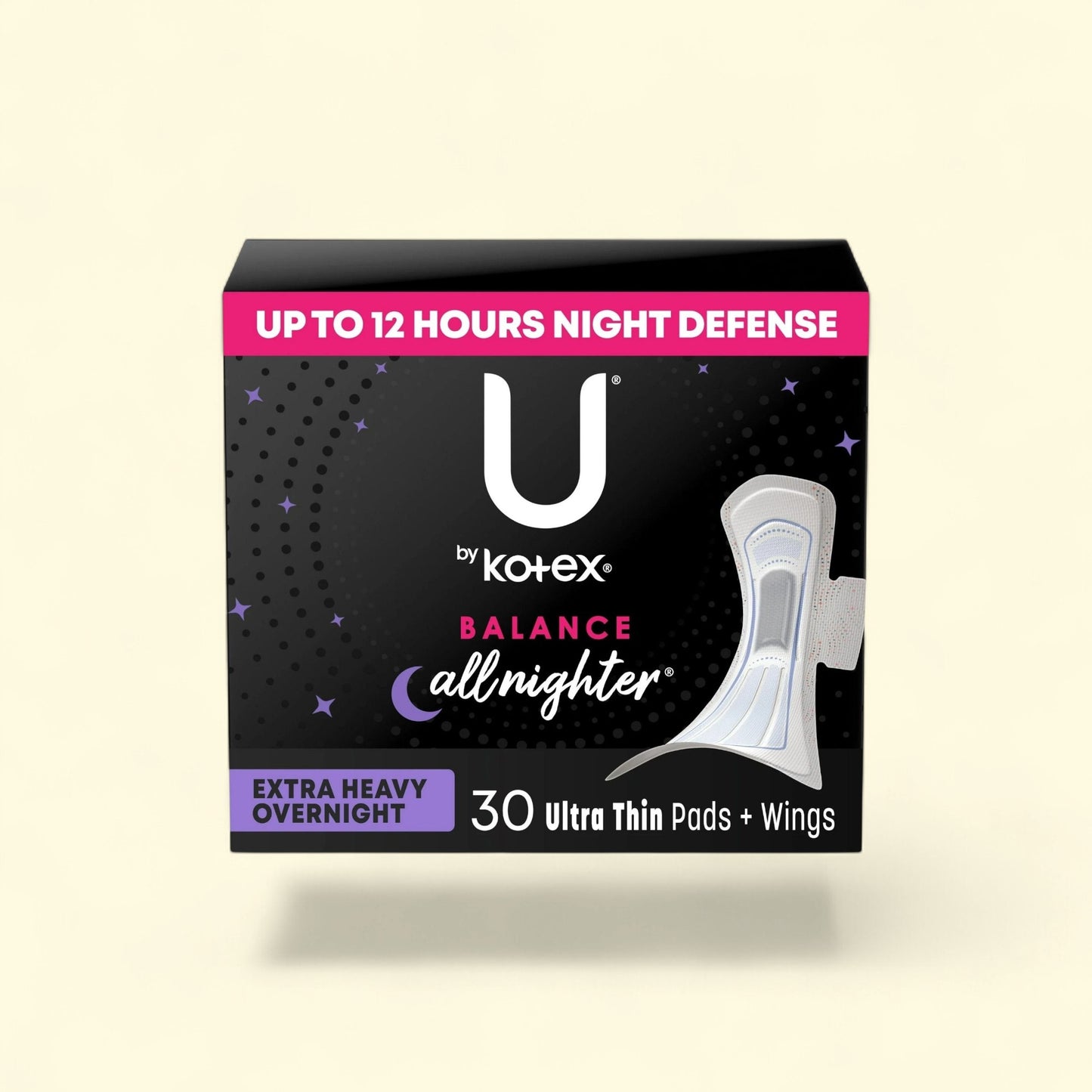 U by Kotex Balance Ultra Thin Overnight Pads with Wings, 30 Count — authentic US product shipped worldwide by Treatspree