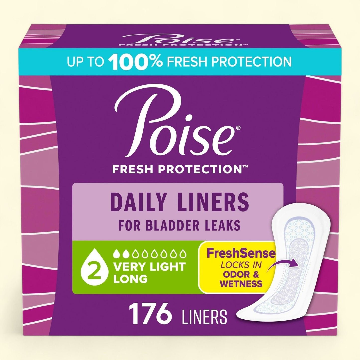 Poise Incontinence Panty Liners, Very Light Absorbency, Long, 176 Count