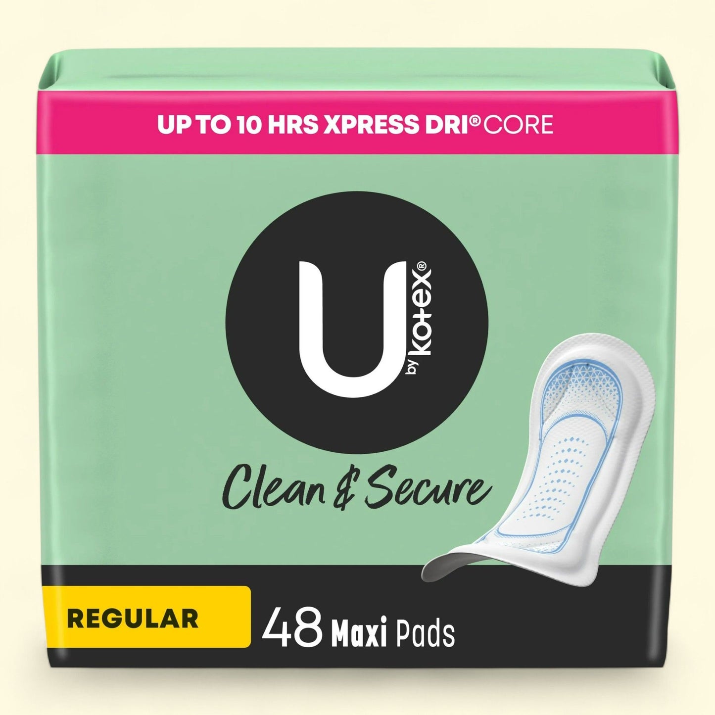 U by Kotex Maxi Pads, Regular Absorbency, 48 Count