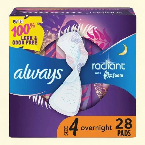 Always Radiant Feminine Pads, Size 4, 28 CT — authentic US product shipped worldwide by Treatspree