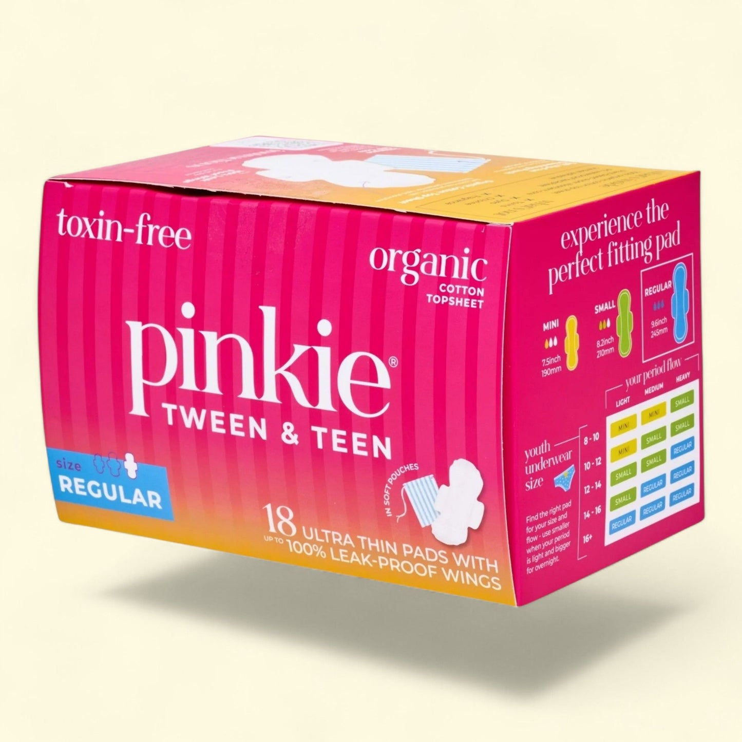 Pinkie Teen Pads, Organic Cotton, Regular, 18 Count — authentic US product shipped worldwide by Treatspree