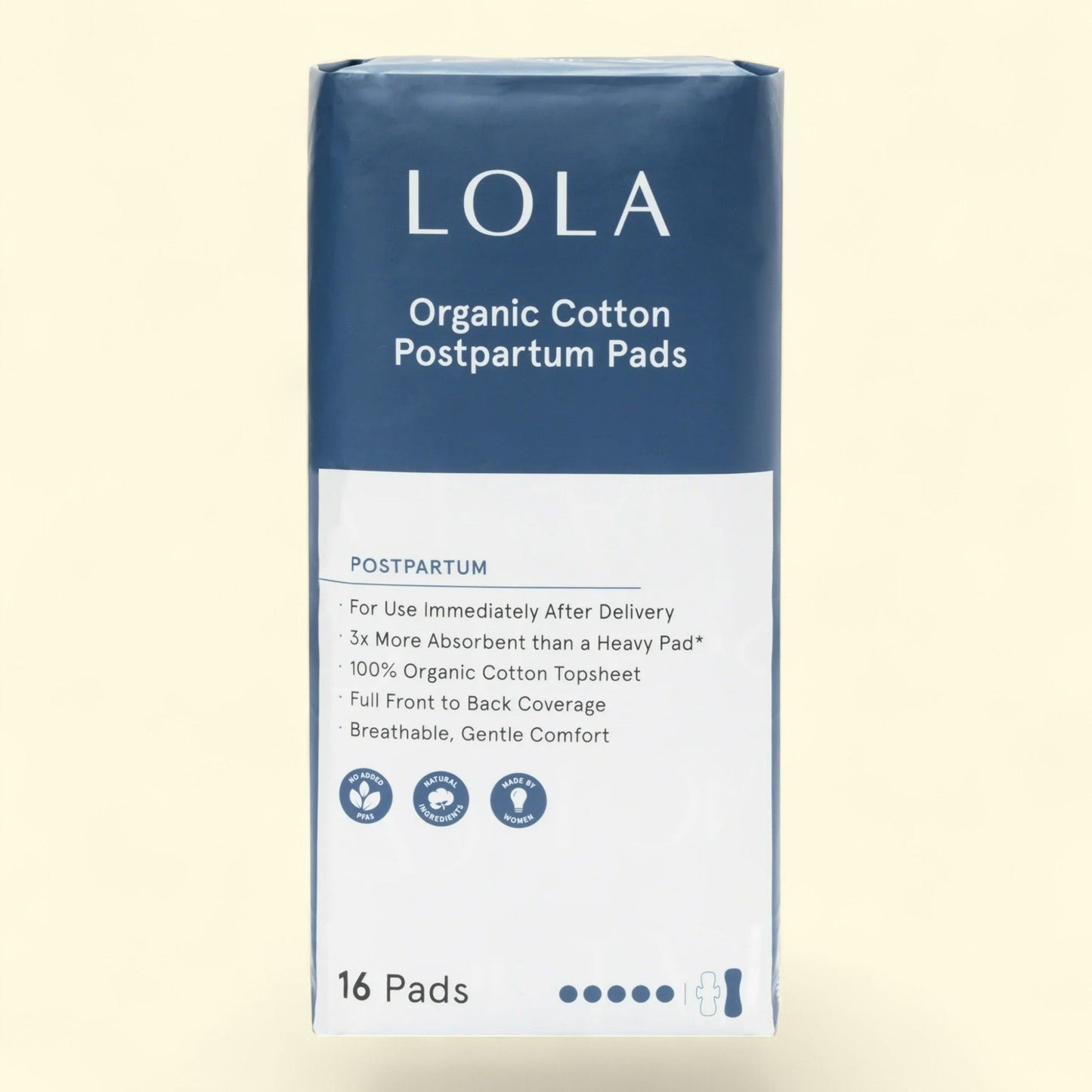 LOLA Organic Cotton Postpartum Pads, 16 Pads — authentic US product shipped worldwide by Treatspree