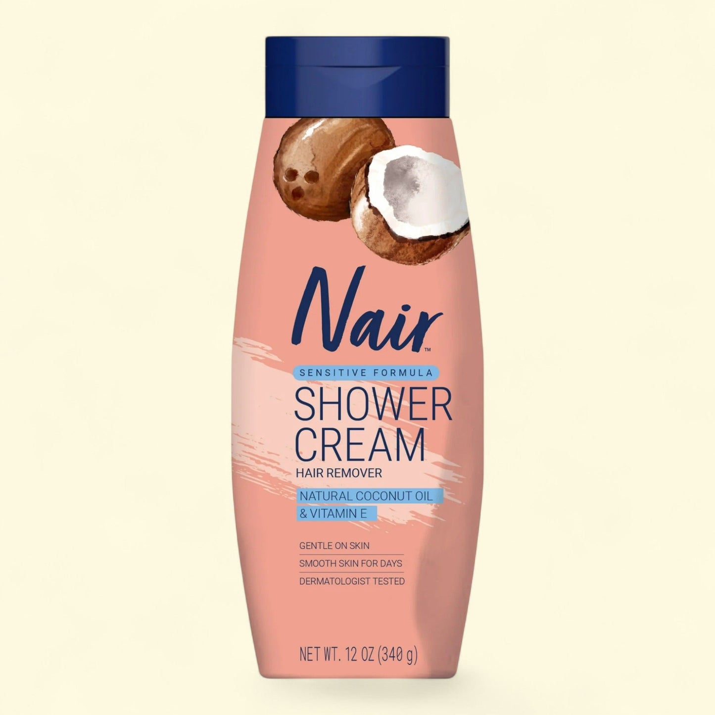 Nair Shower Cream Hair Remover, Coconut Oil & Vitamin E, 12 oz