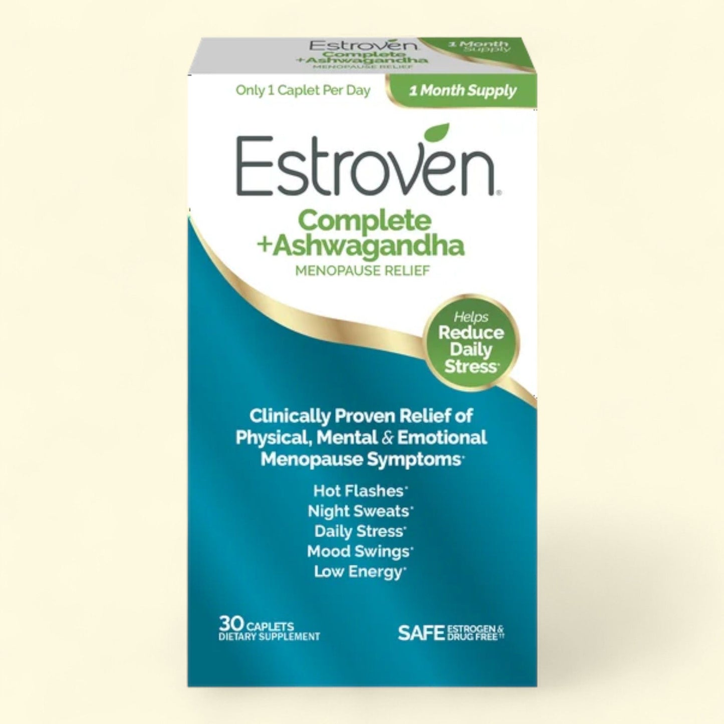 Estroven Complete + Ashwagandha Menopause Relief Dietary Supplement, 30 Count
