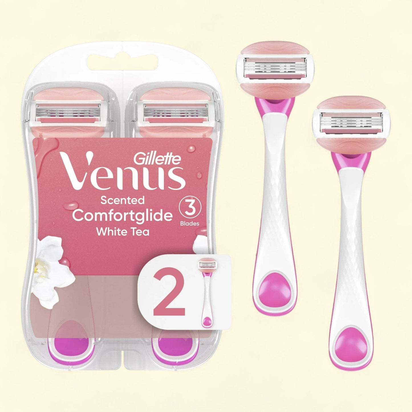 Rasoir jetable pour femmes Venus ComfortGlide White Tea, lot de 2
