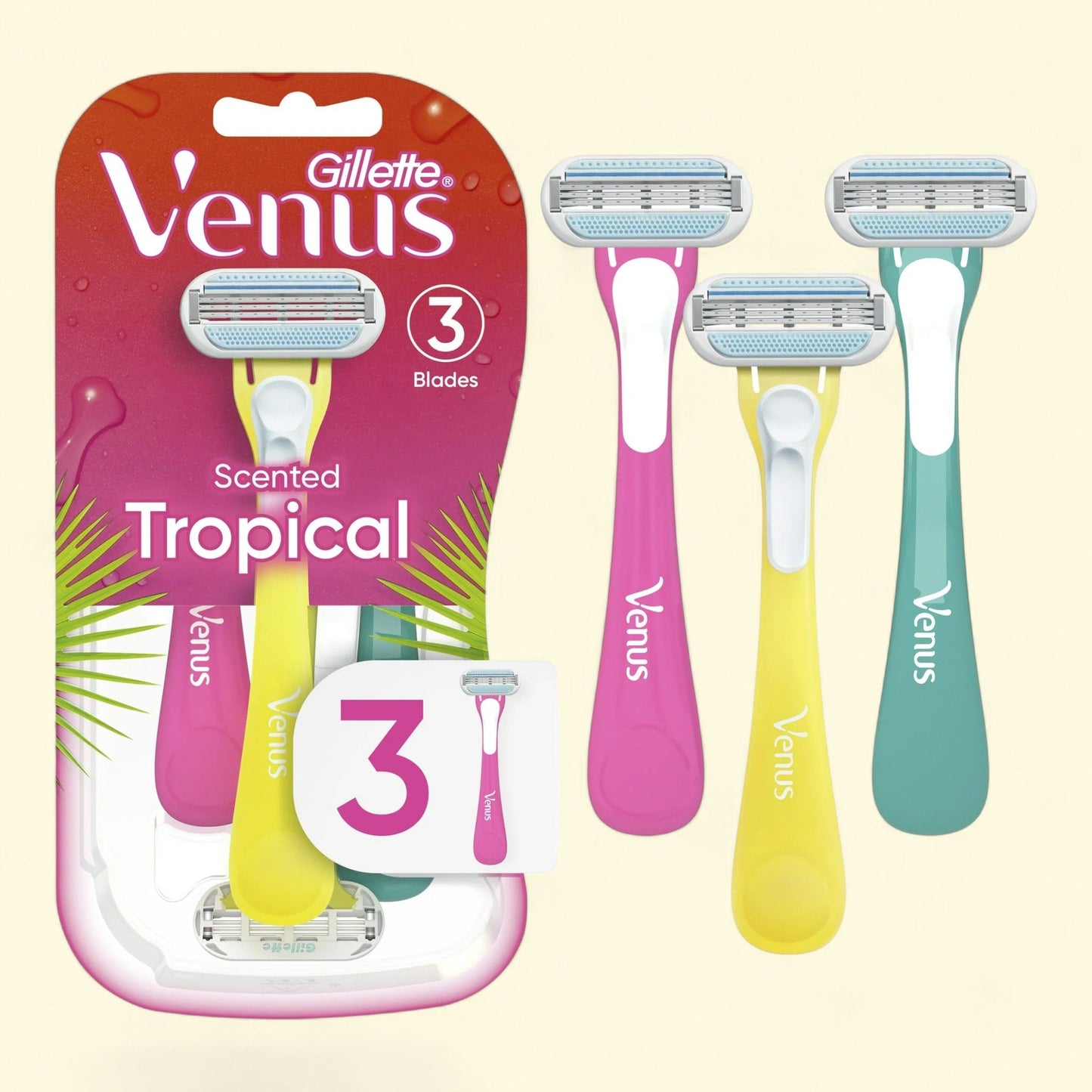 Rasoir jetable à 3 lames Venus pour femmes, lot de 3