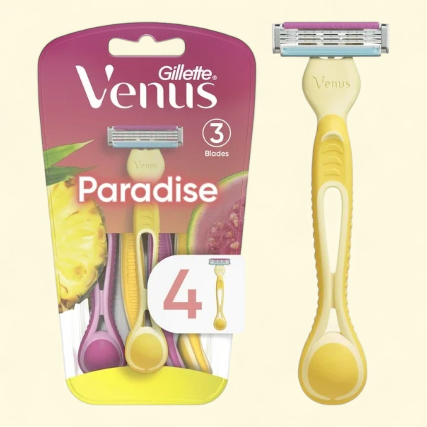 Venus Simply3 Disposable Razor, 4 Count