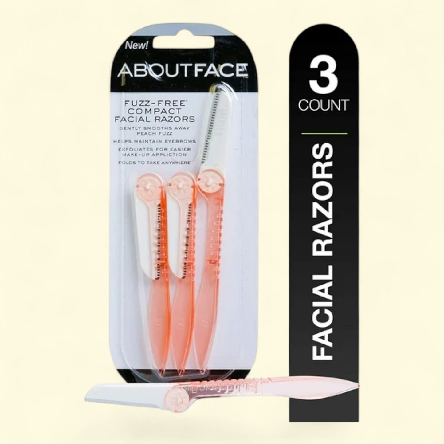 About Face Facial Razors, 3 Beauty Groomers, 3 counts