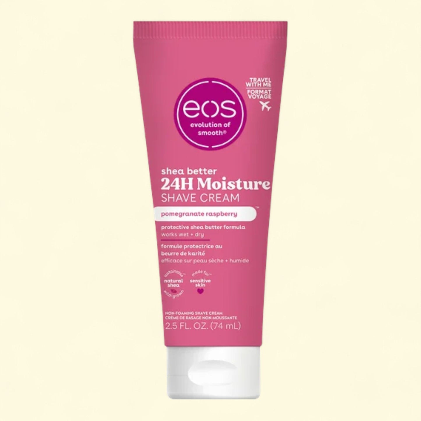 eos Shea Better Travel Shave Cream, Pomegranate Raspberry | 2.5oz