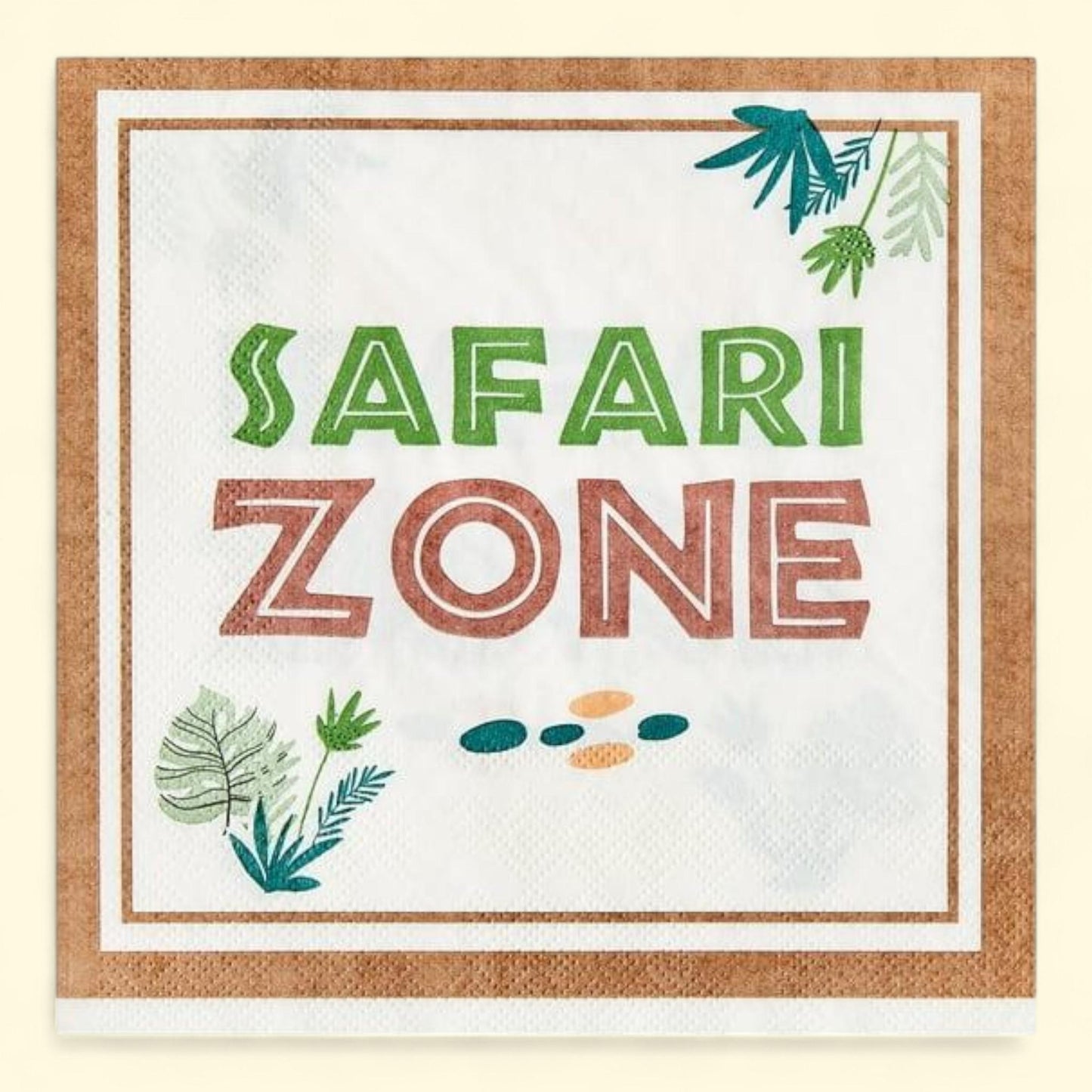 Way To Celebrate Disposable Multicolor Safari Zone Paper Napkins, 6.5" x 6.5", 16 Count