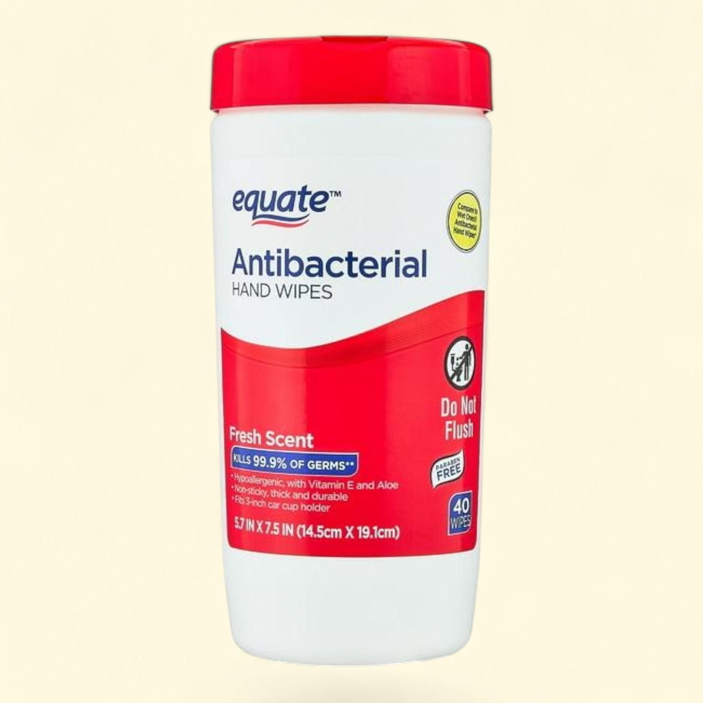 Equate Antibacterial Hand Wipes, 40 Wipes