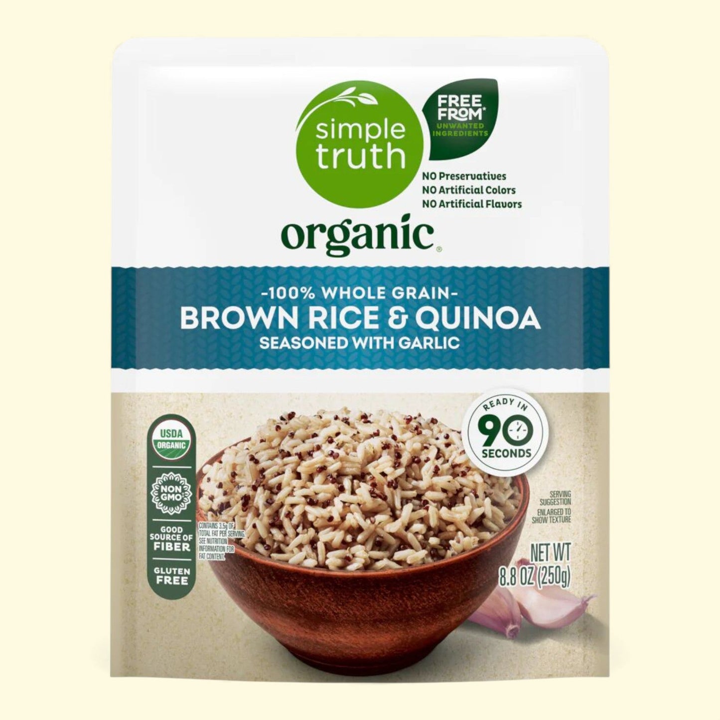 Simple Truth Organic, 90 Second Garlic Flavored Brown Rice & Quinoa, 8.8 oz