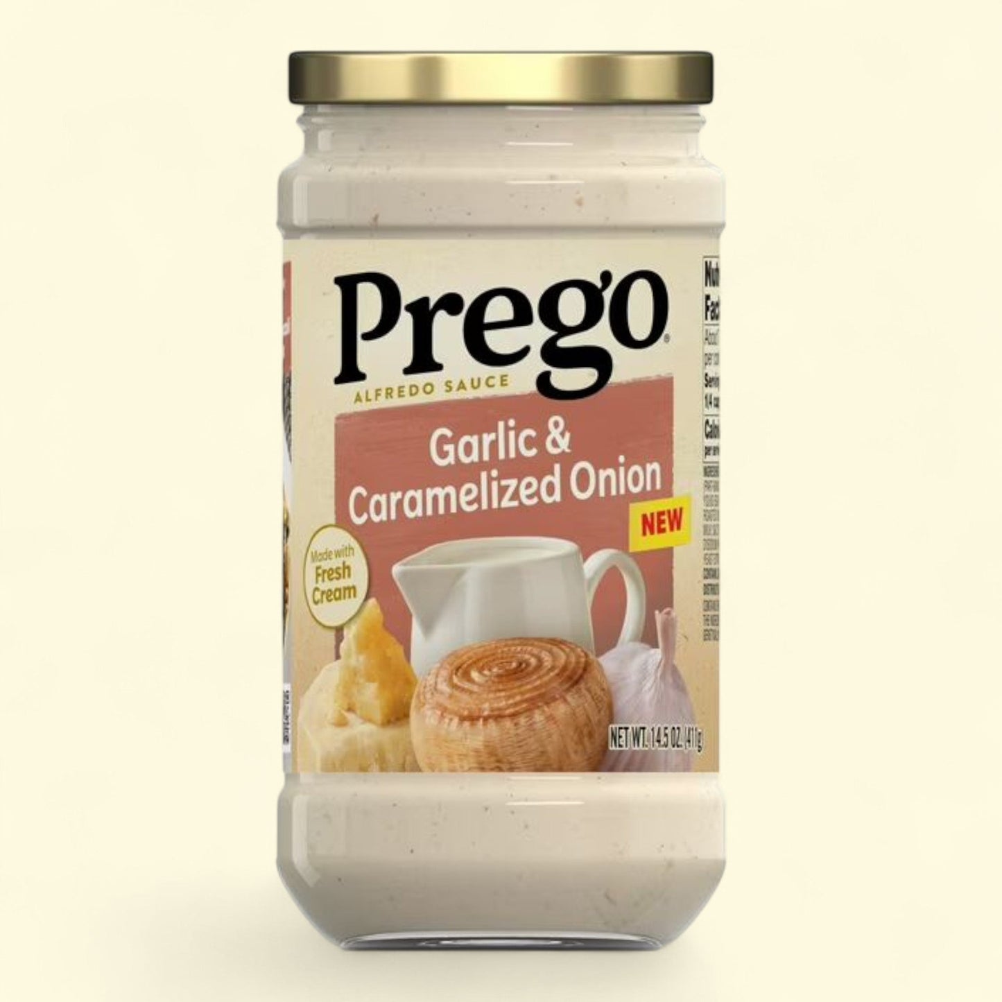 Prego Garlic and Caramelized Onion Alfredo Pasta Sauce, 14.5 oz Jar