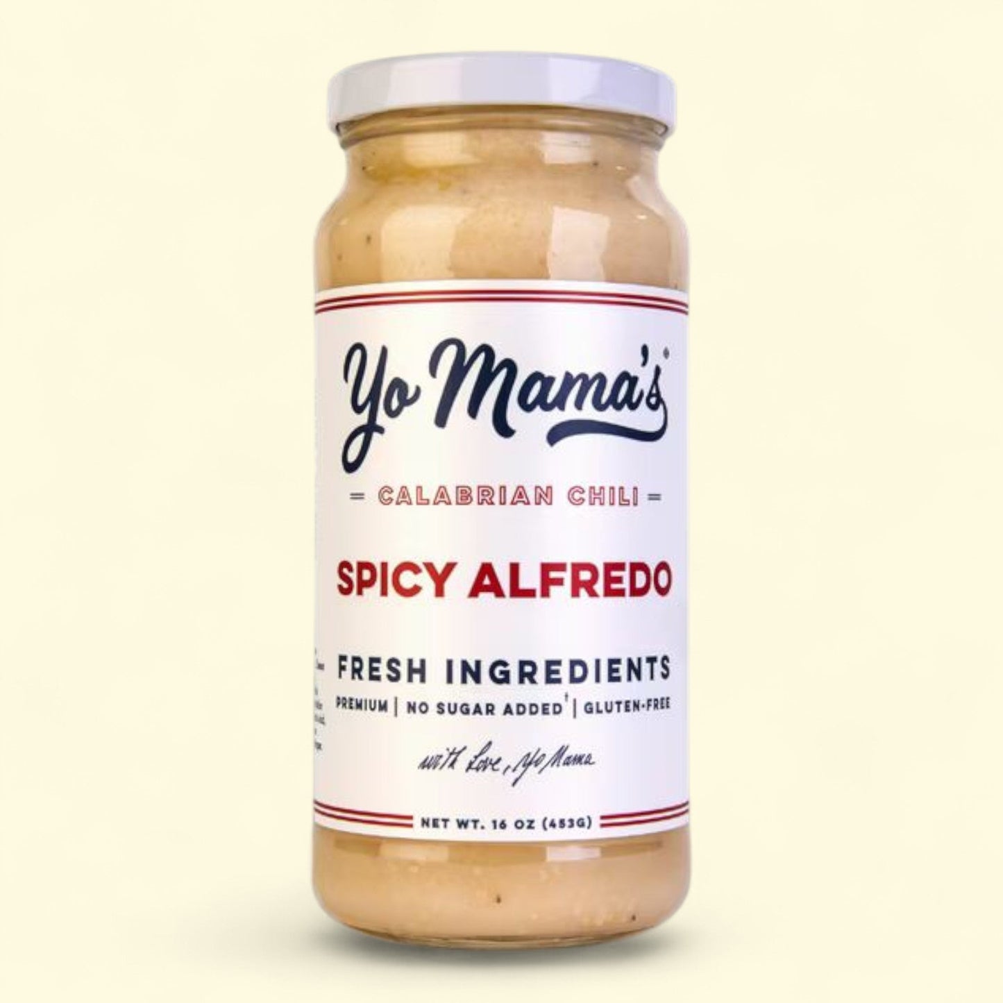Yo Mama's Spicy Alfredo Sauce, 16 oz