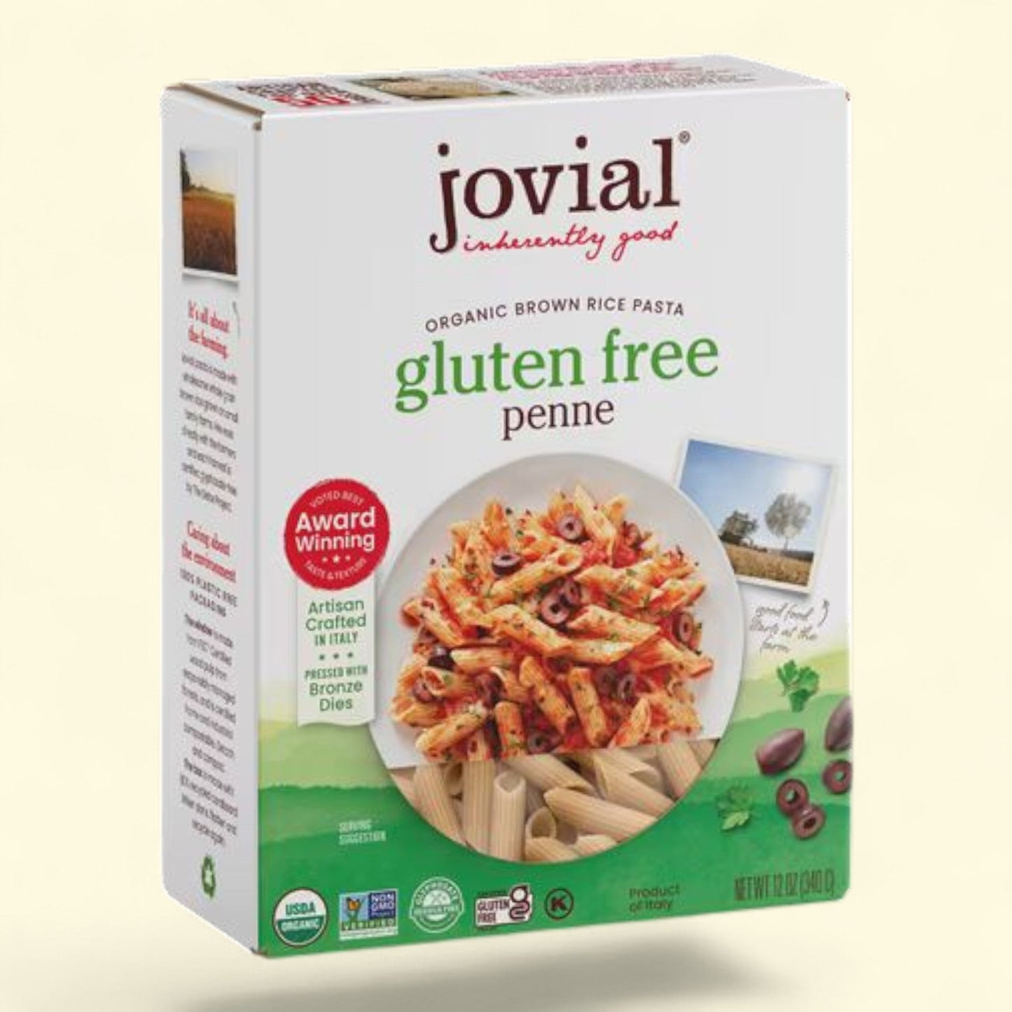 Pâtes penne au riz complet Jovial, 340 g