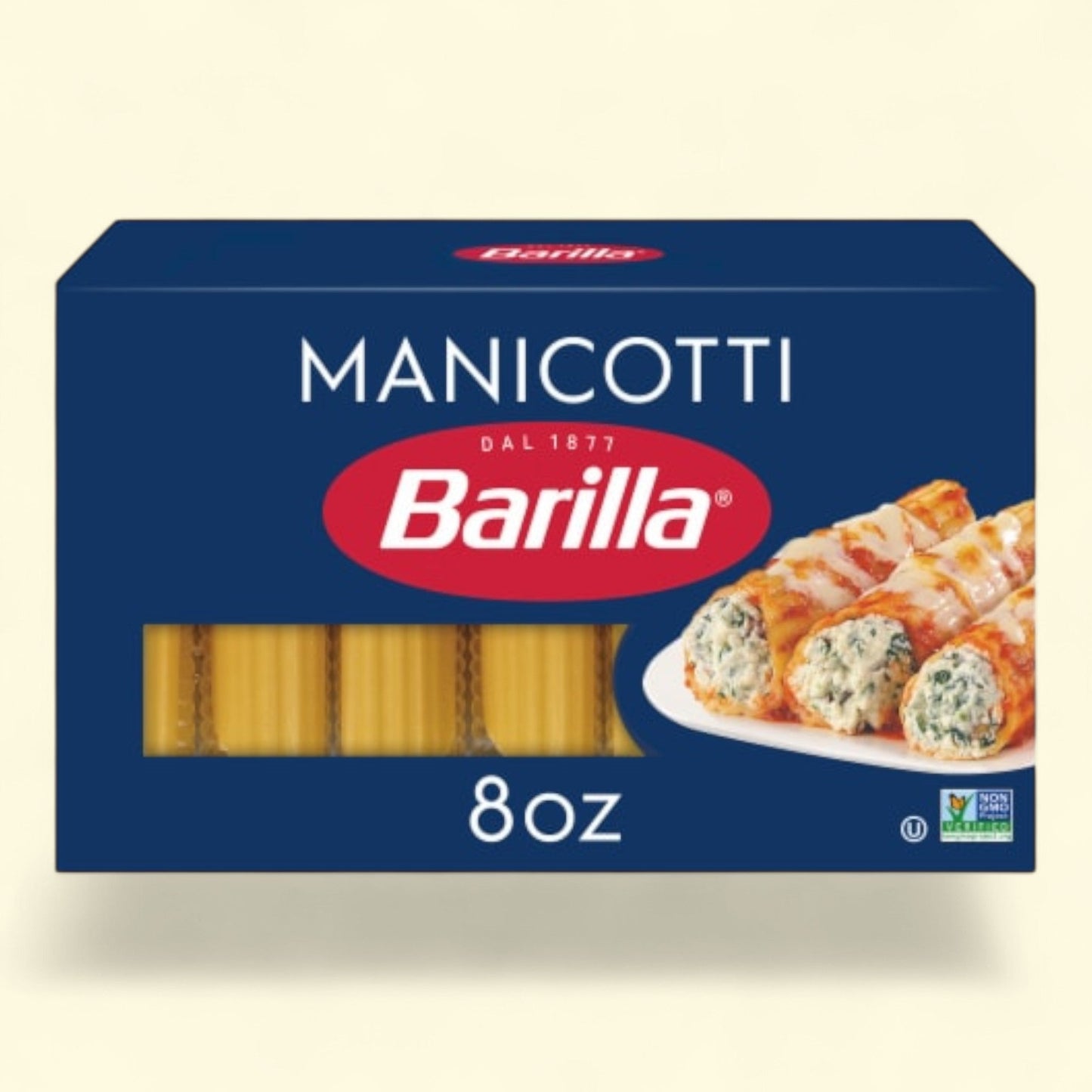 Barilla Manicotti Pasta, Quality Non-GMO and Kosher Certified, 8 oz