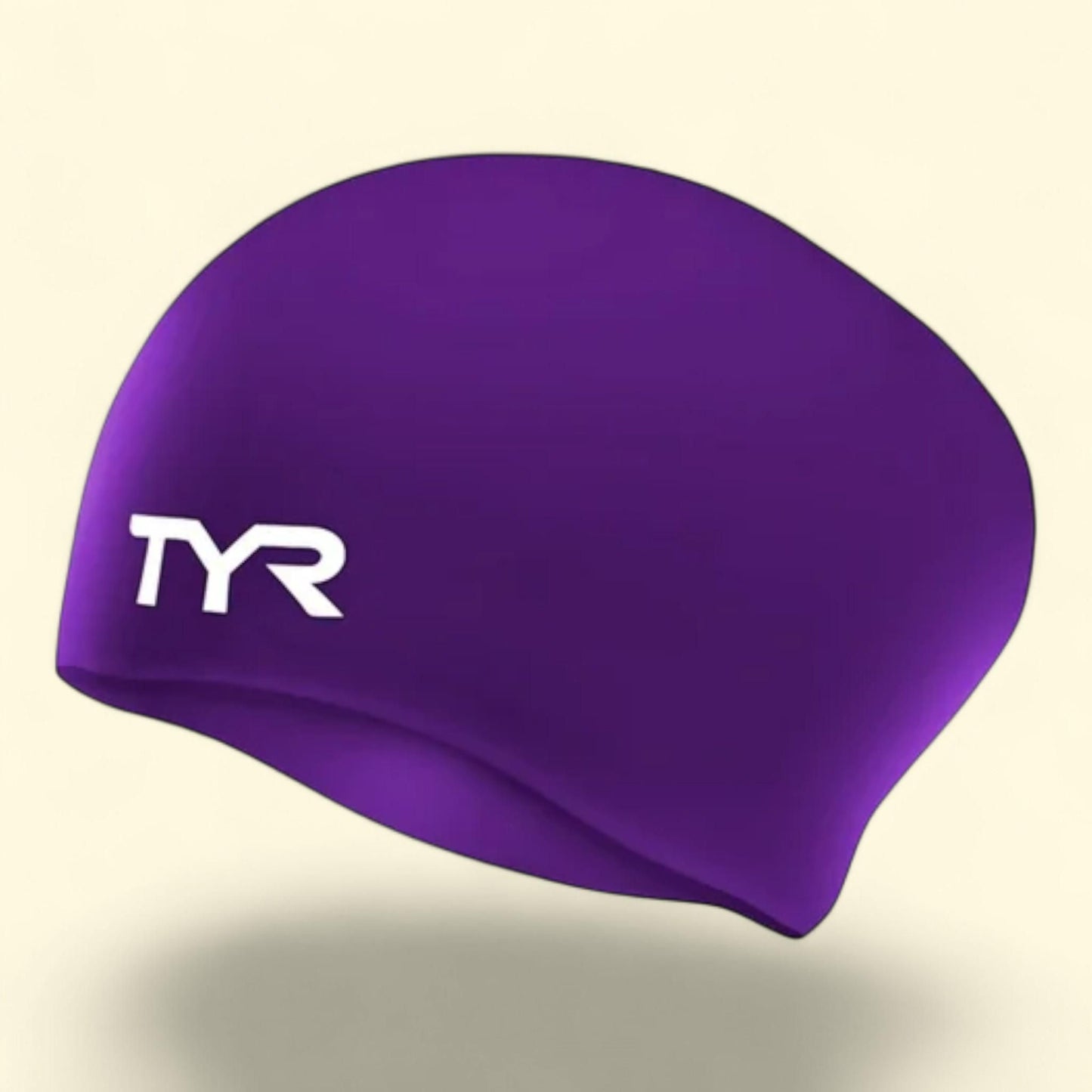 Bonnet de bain TYR, coupe adulte, en silicone anti-plis pour cheveux longs, violet, 20 cm