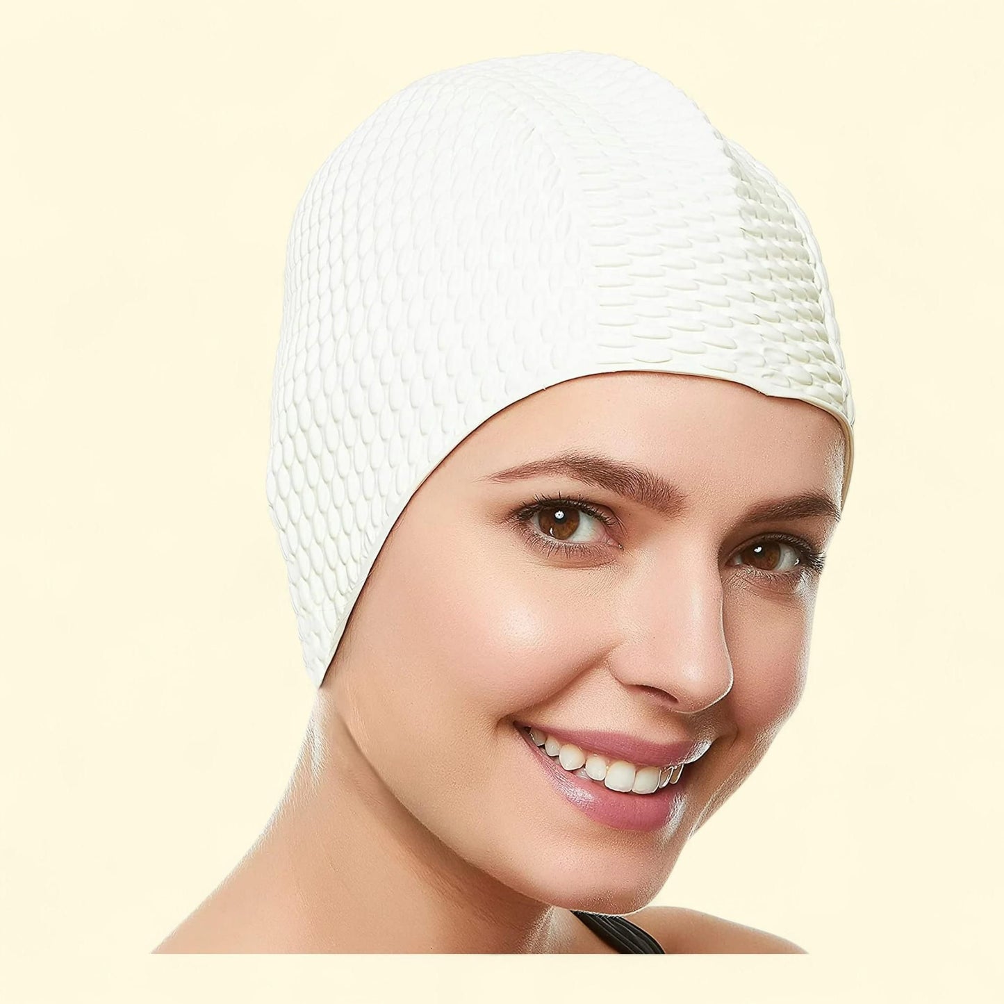 Beemo Retro Style Swim Bathing Caps, White