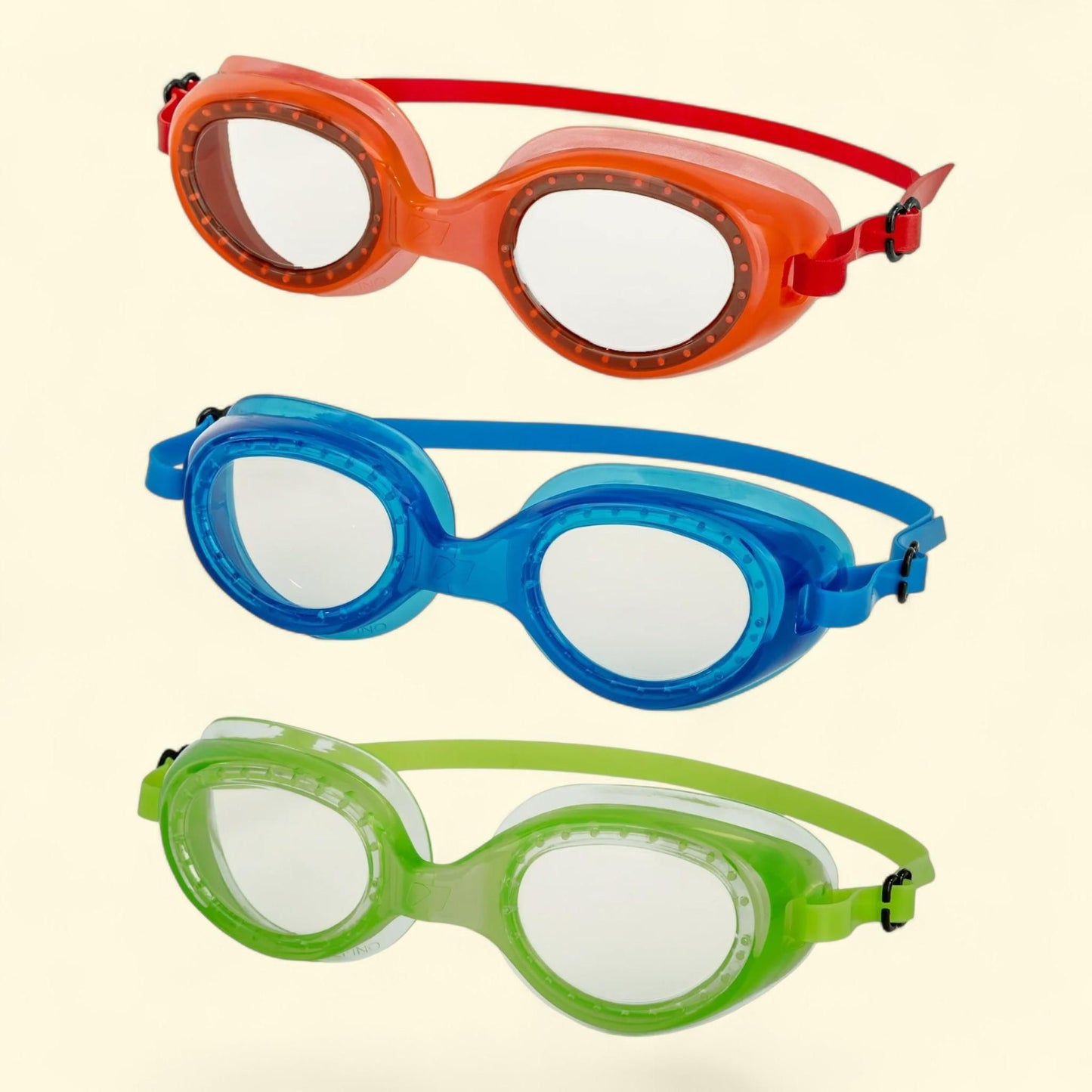 Dolfino Youth Swim Goggles, Silicone Strap, UV Protection, Children, Multi-Color (3 Pack)