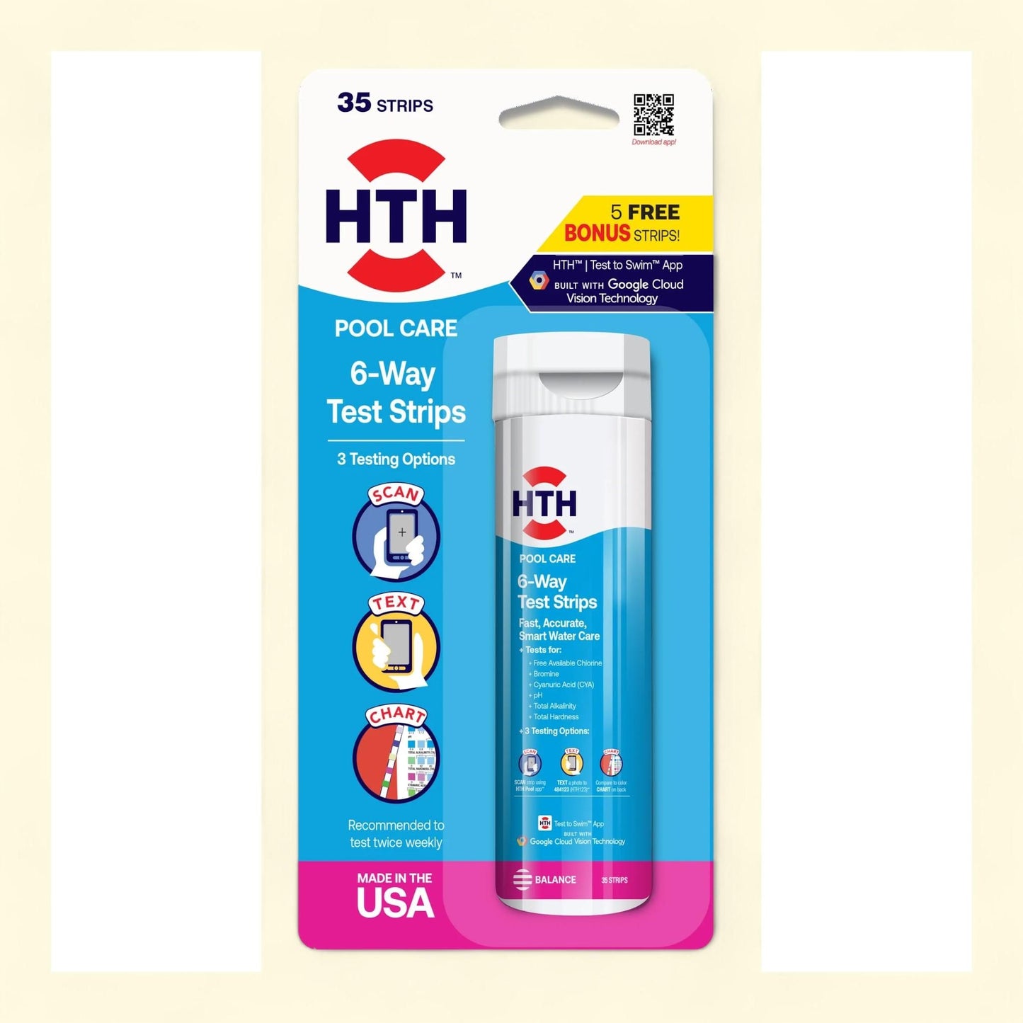 Bandelettes de test de pH HTH Pool Care, lot de 35