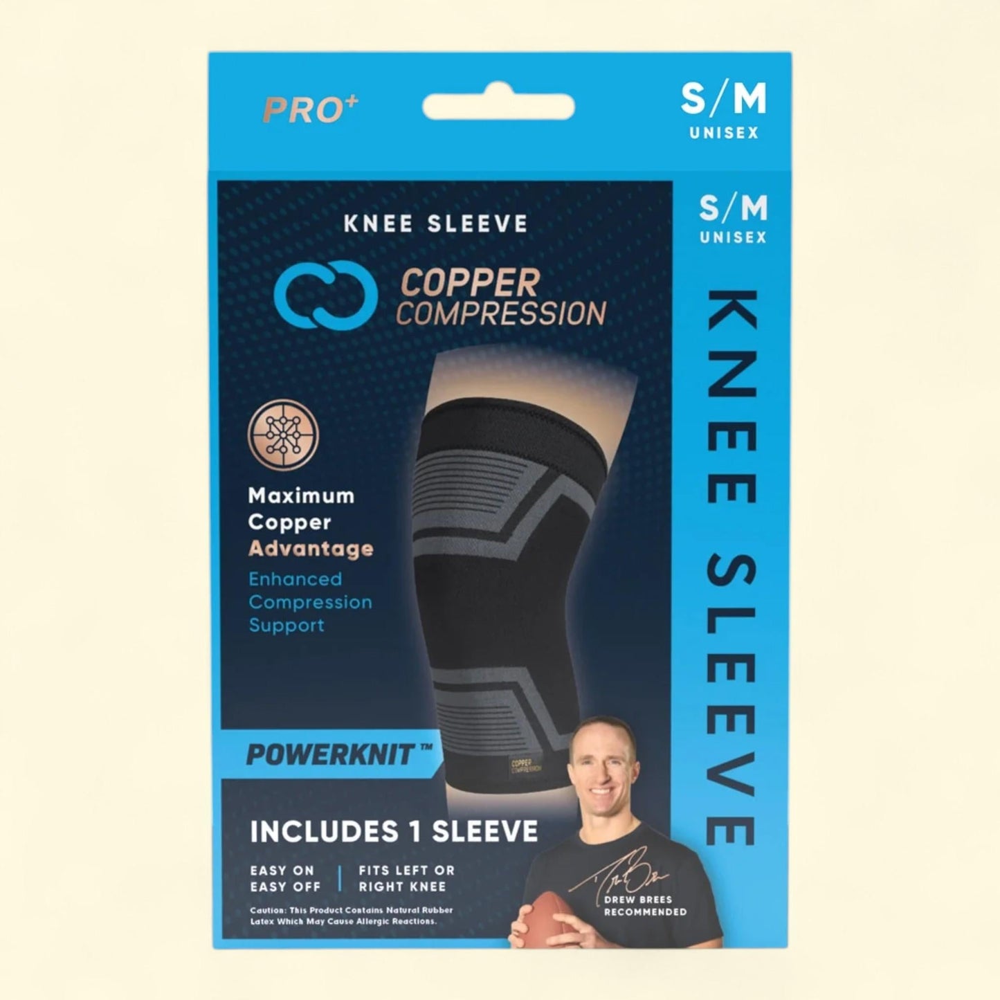 Copper Compression Powerknit Knee Sleeve S/M, Black