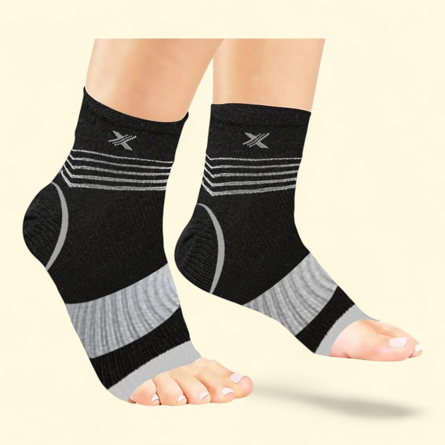V-Striped Ankle Compression Sleeves, 1 Pair