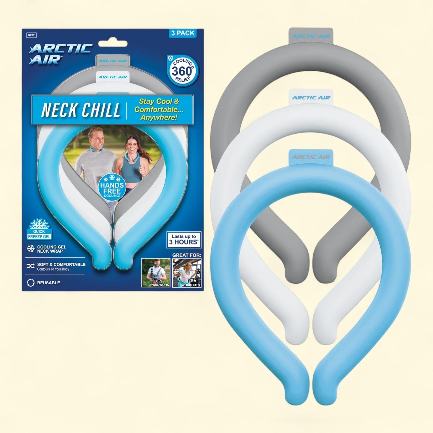 Arctic Air Neck Chill Gel Neck Wrap, Portable Hands-Free Comfort, Reusable, One Size