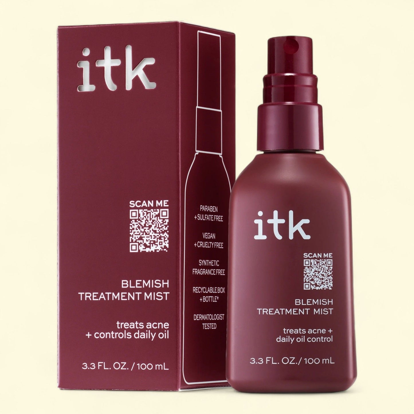 ITK Skincare Blemish Mist Acne Treatment, 3.3 oz