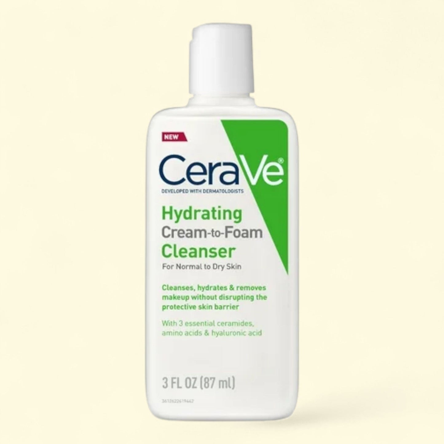 CeraVe Hydrating Cream-to-Foam Facial Cleanser, 3 fl oz