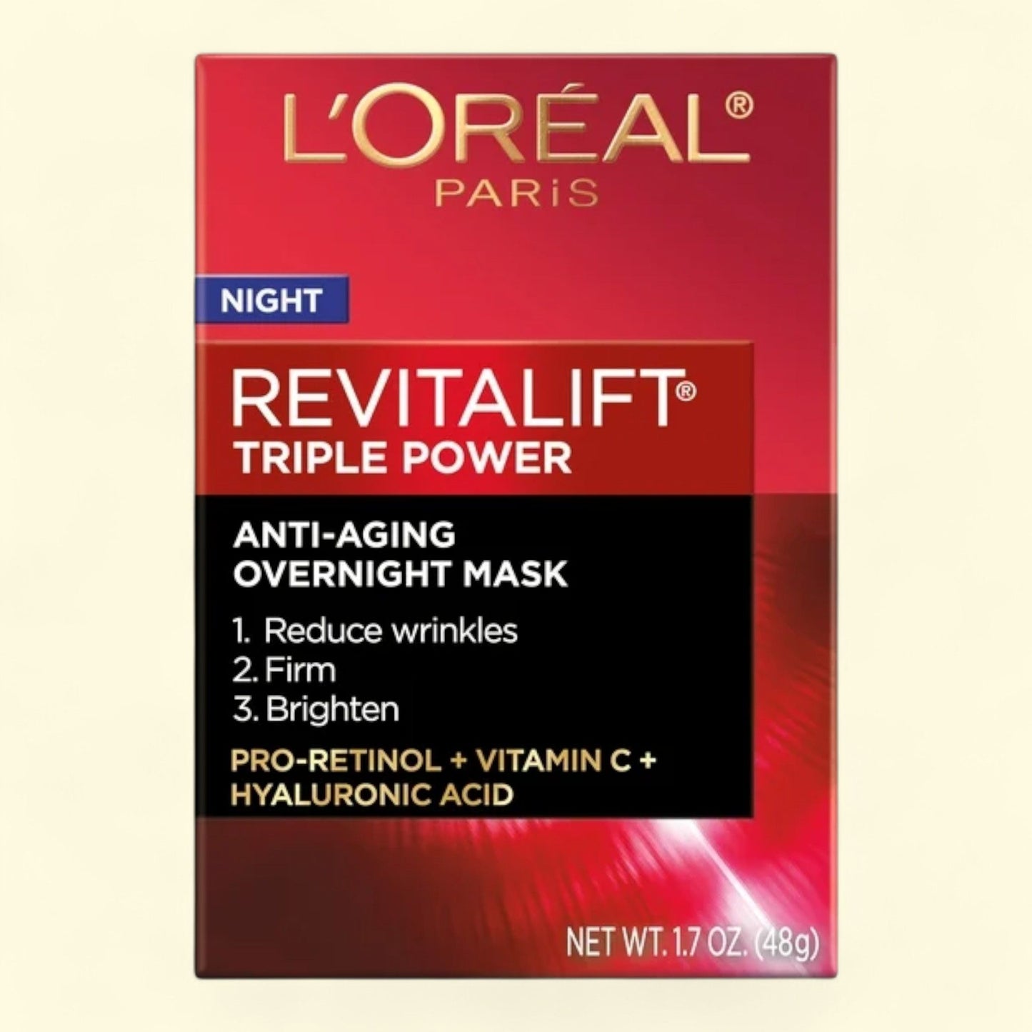 L'Oreal Paris Revitalift Anti Aging Overnight Mask, 1.7 oz — authentic US product shipped worldwide by Treatspree