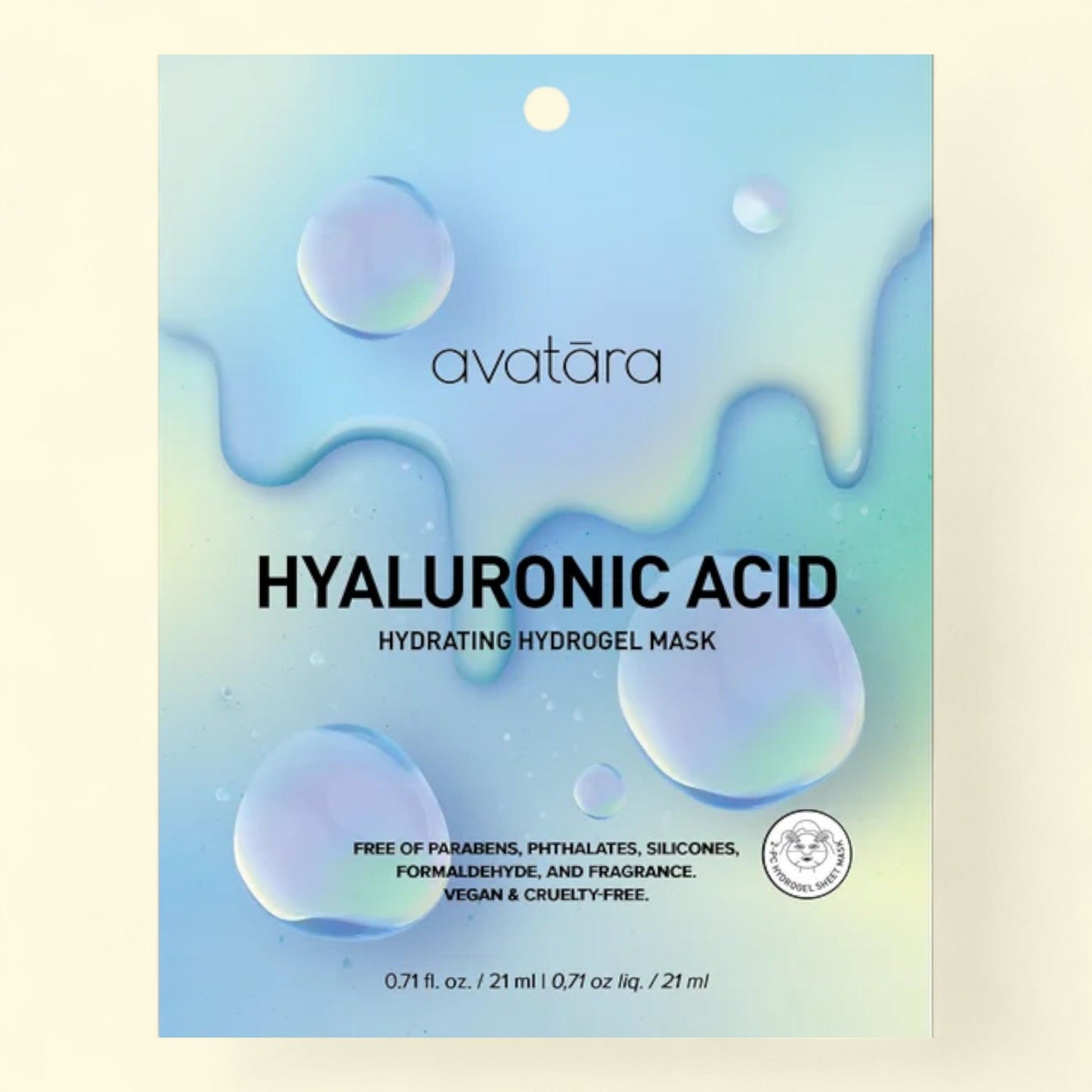 Avatara Hyaluronic Acid Hydrating Hydrogel Sheet Mask, All Skin Types, 21ml