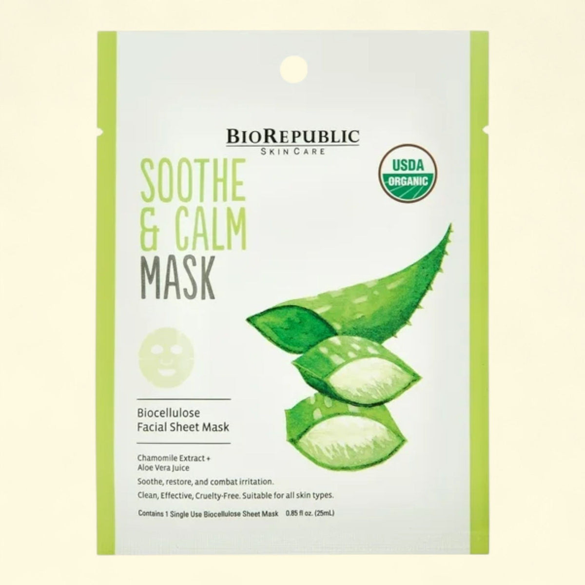 BioRepublic Skincare, Soothe and Calm Facial Sheet Mask, 1ct — authentic US product shipped worldwide by Treatspree