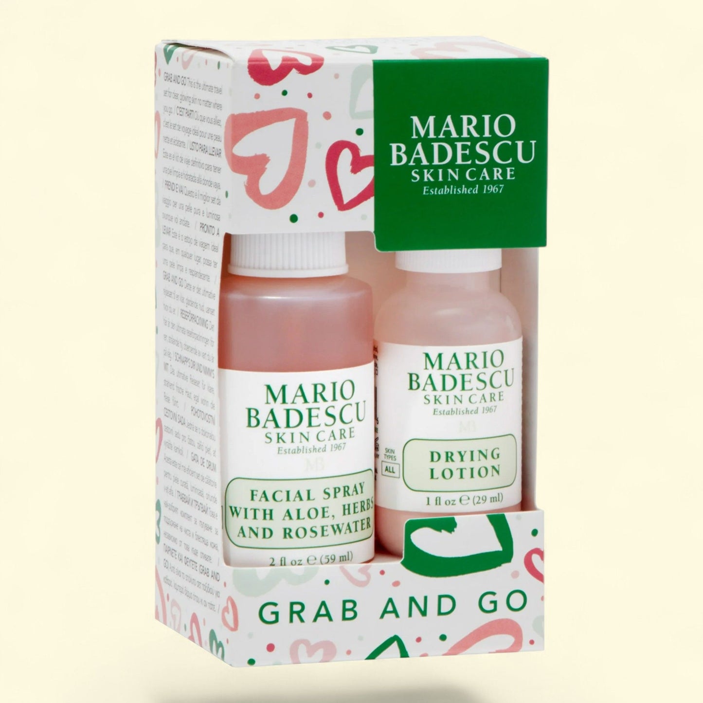 Mario Badescu Skin Care Duo, Rosewater Facial Spray Toner and Drying Lotion Acne Treatment, 2-piece set