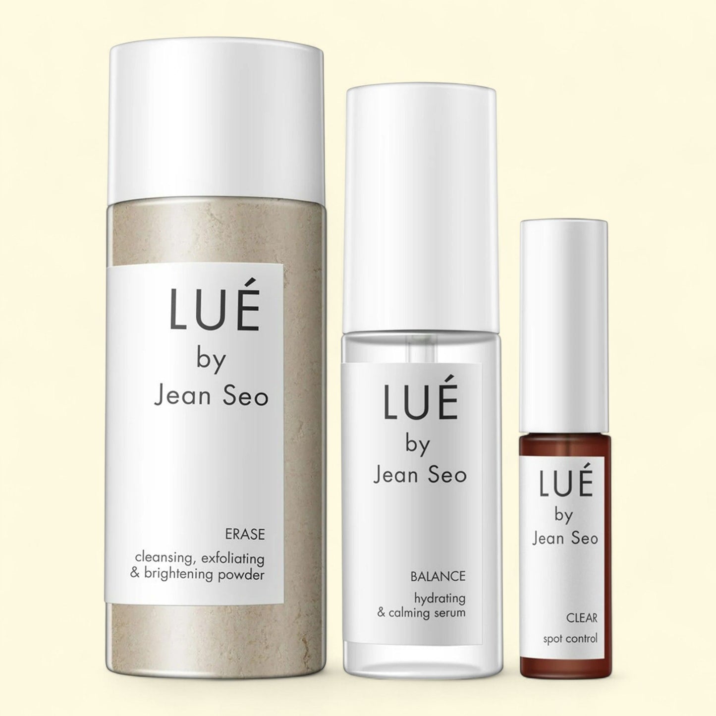 Lue by Jean Seo Skin Solution Set, Cleanse, Moisturize, Control, All Skin Types, Organic & Non-Gmo, Acne & Irritations, 3-piece set