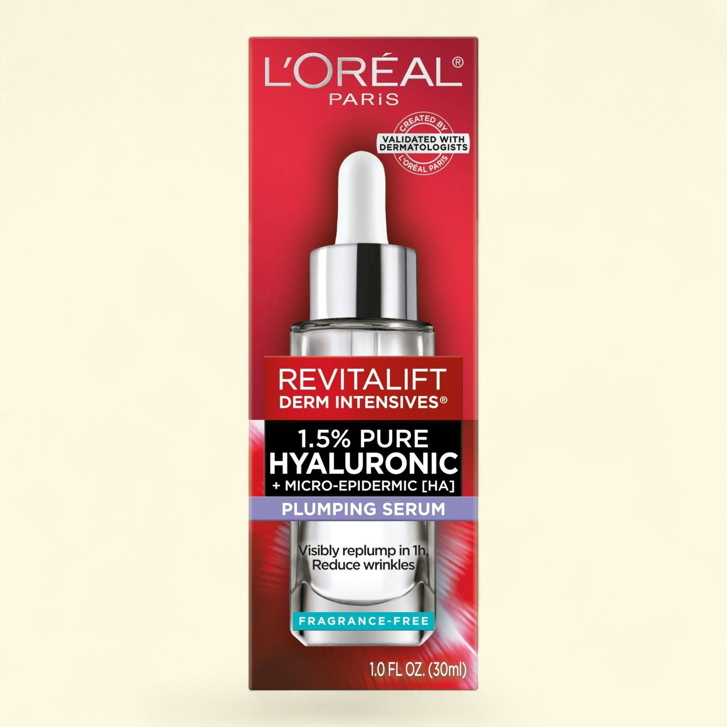 L'Oreal Paris Revitalift Derm Intensives Hyaluronic Acid Face Serum, 1.0 fl oz