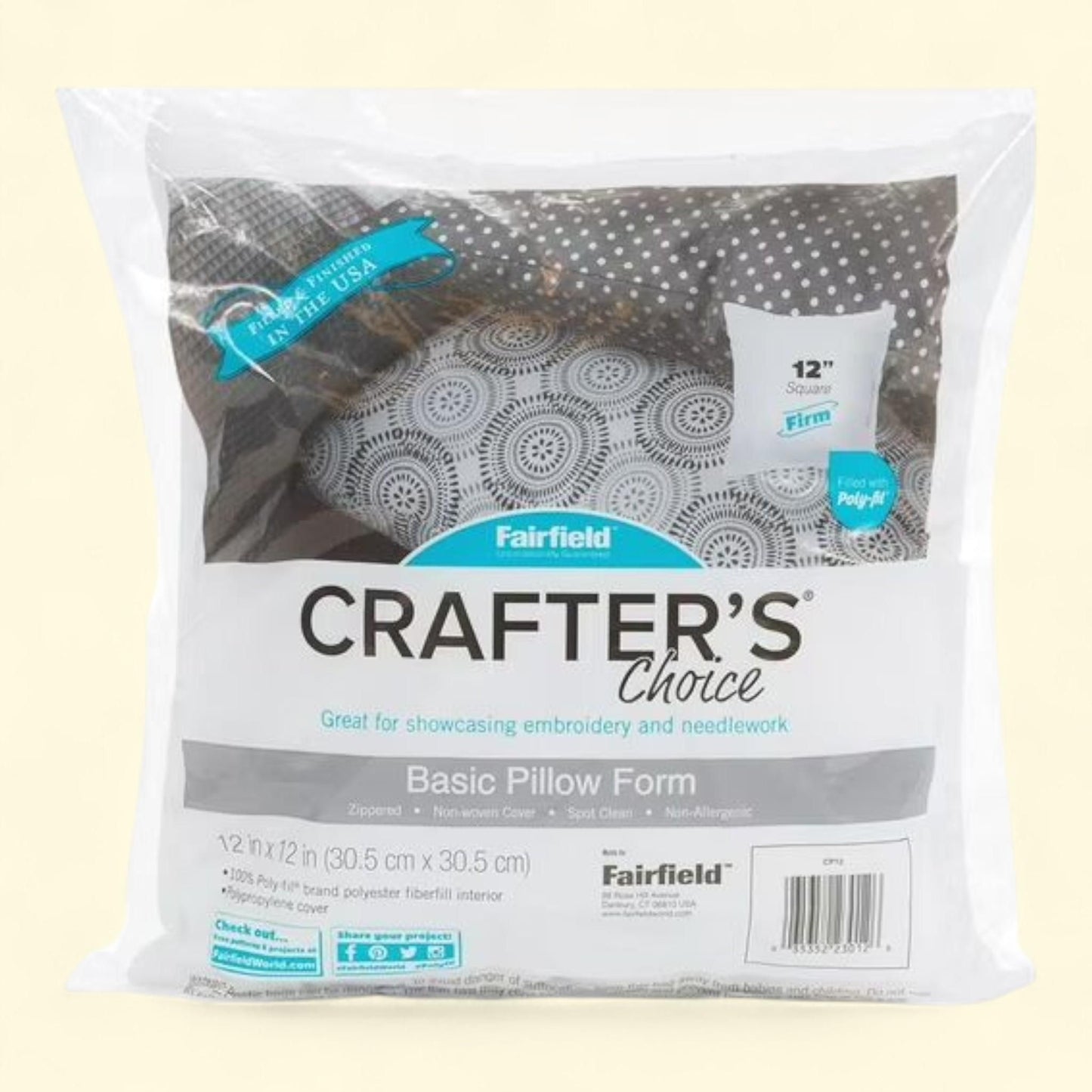 Fairfield Crafter's Choice Decorative Pillow Insert, 12"x12"